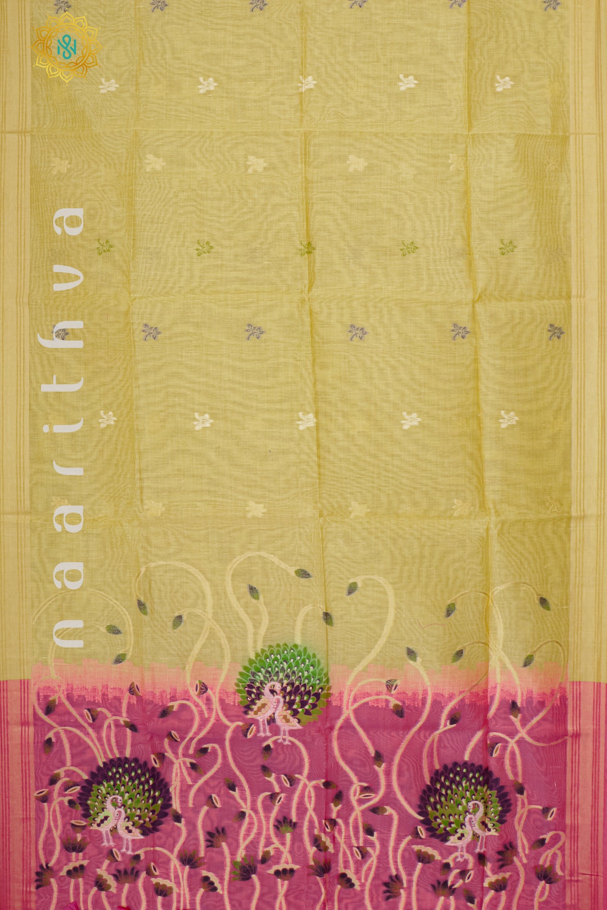 YELLOW WITH PINK - MOONGA COTTON