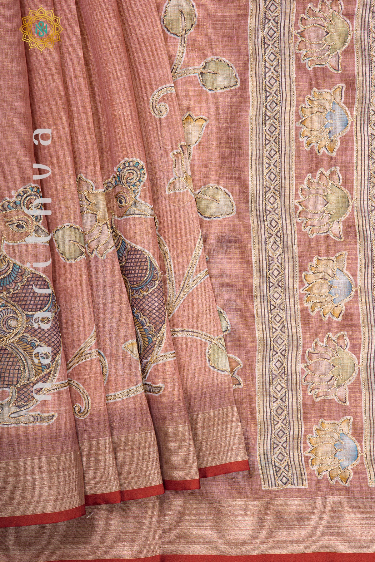 PEACH - KALAMKARI LINEN TISSUE