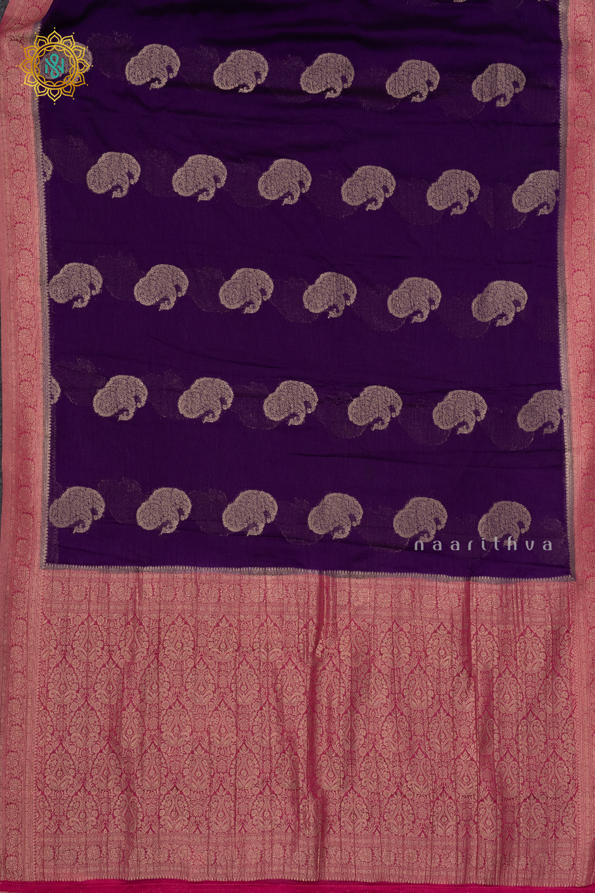 PURPLE WITH PINK - SEMI CREPE GEORGETTE