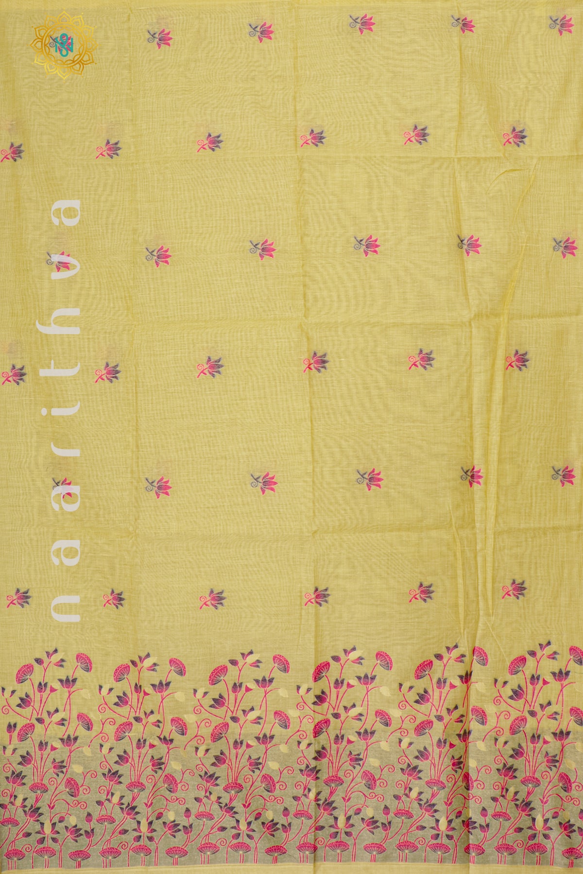 YELLOW WITH PINK - MOONGA COTTON