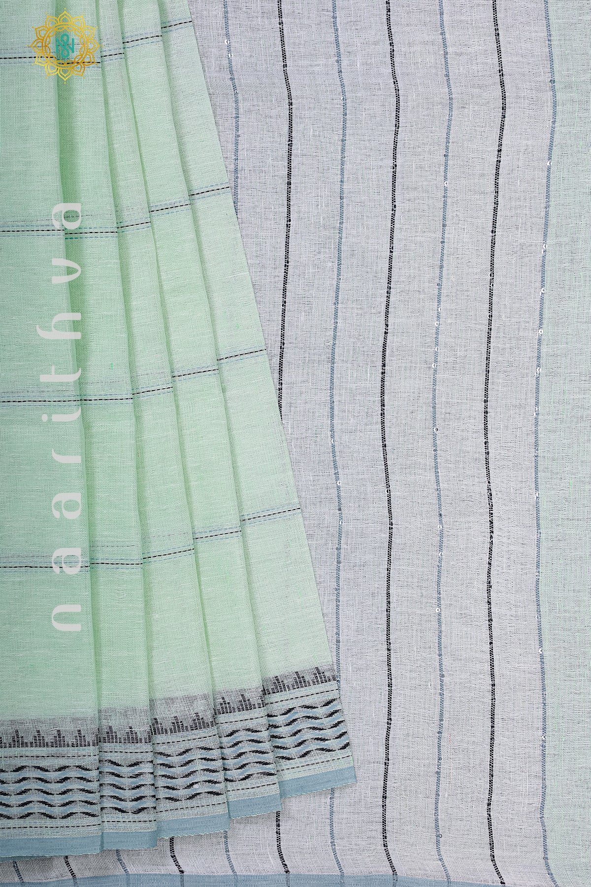PISTA GREEN WITH BLACK - PURE LINEN