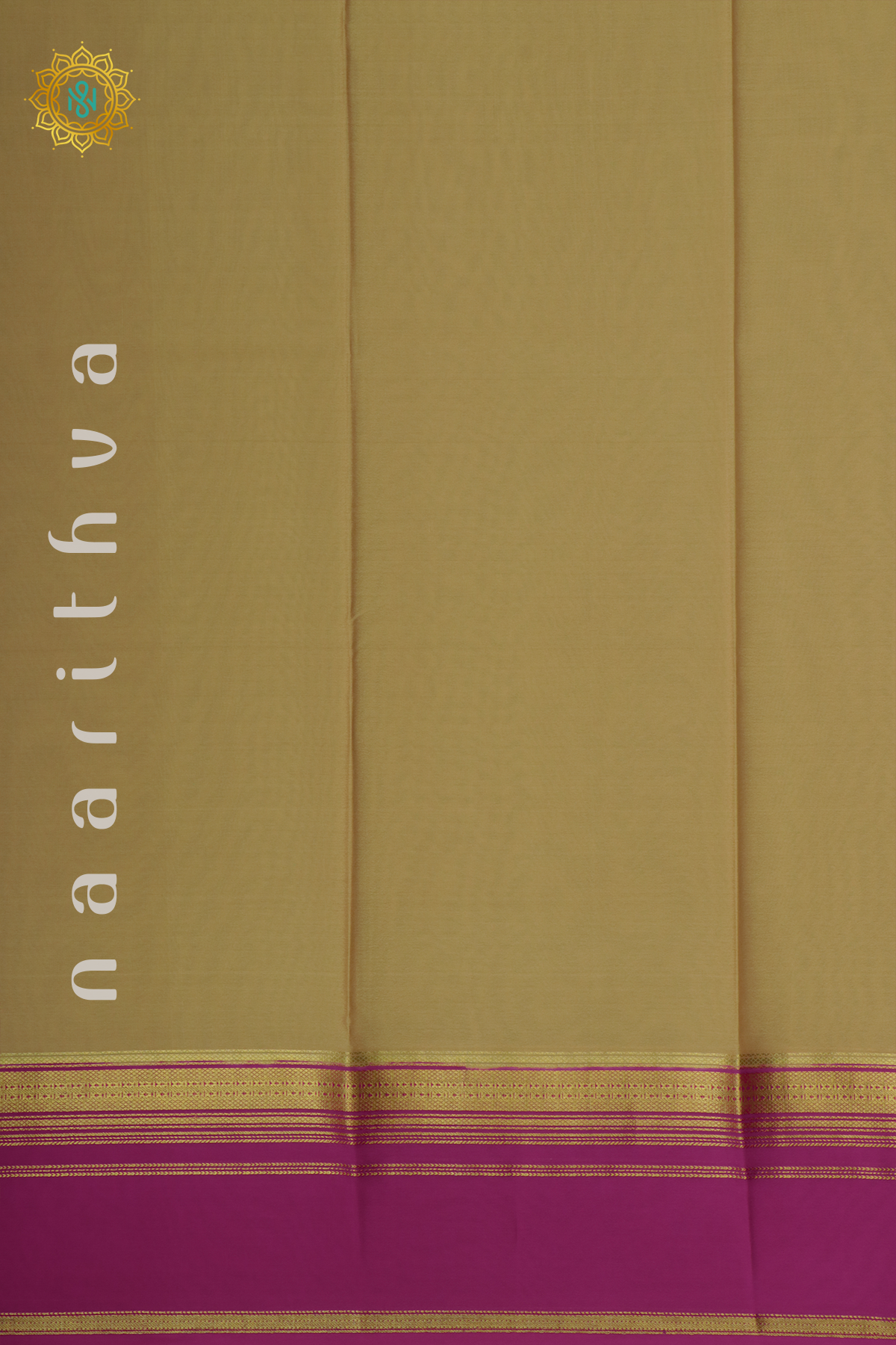 BEIGE WITH PINK - PURE MYSORE CREPE SILK