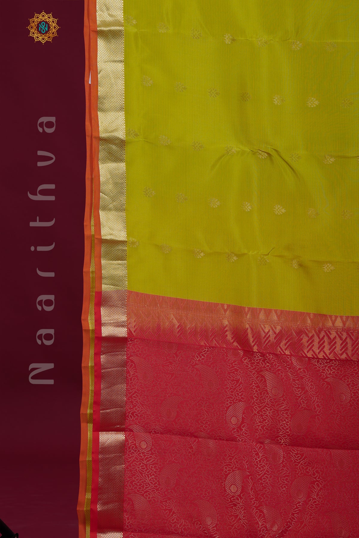 GREEN WITH PINKISH ORANGE - KANJIVARAM PURE MIX