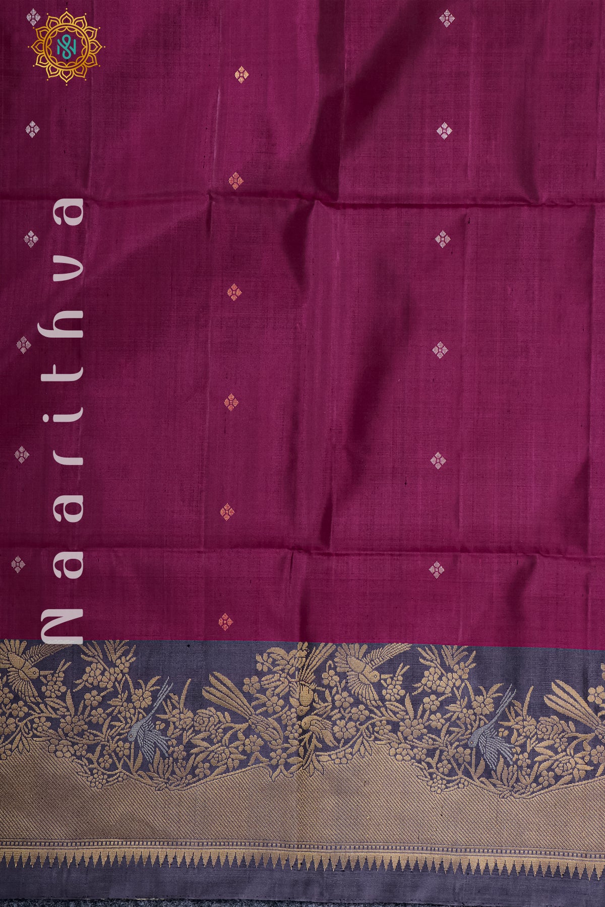 MAGENTA WITH GREY - PURE KANJIVARAM SOFT SILK