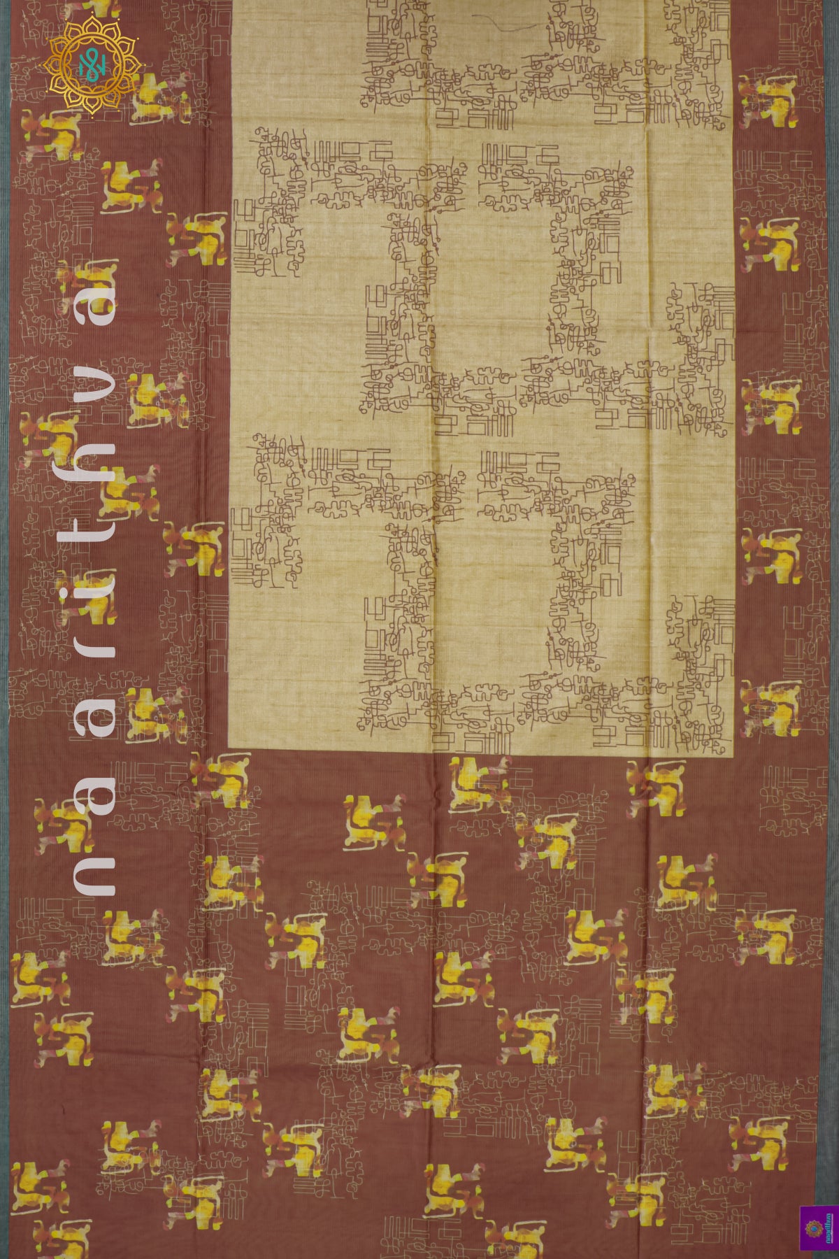 BROWN WITH GREY - SEMI TUSSAR SILK