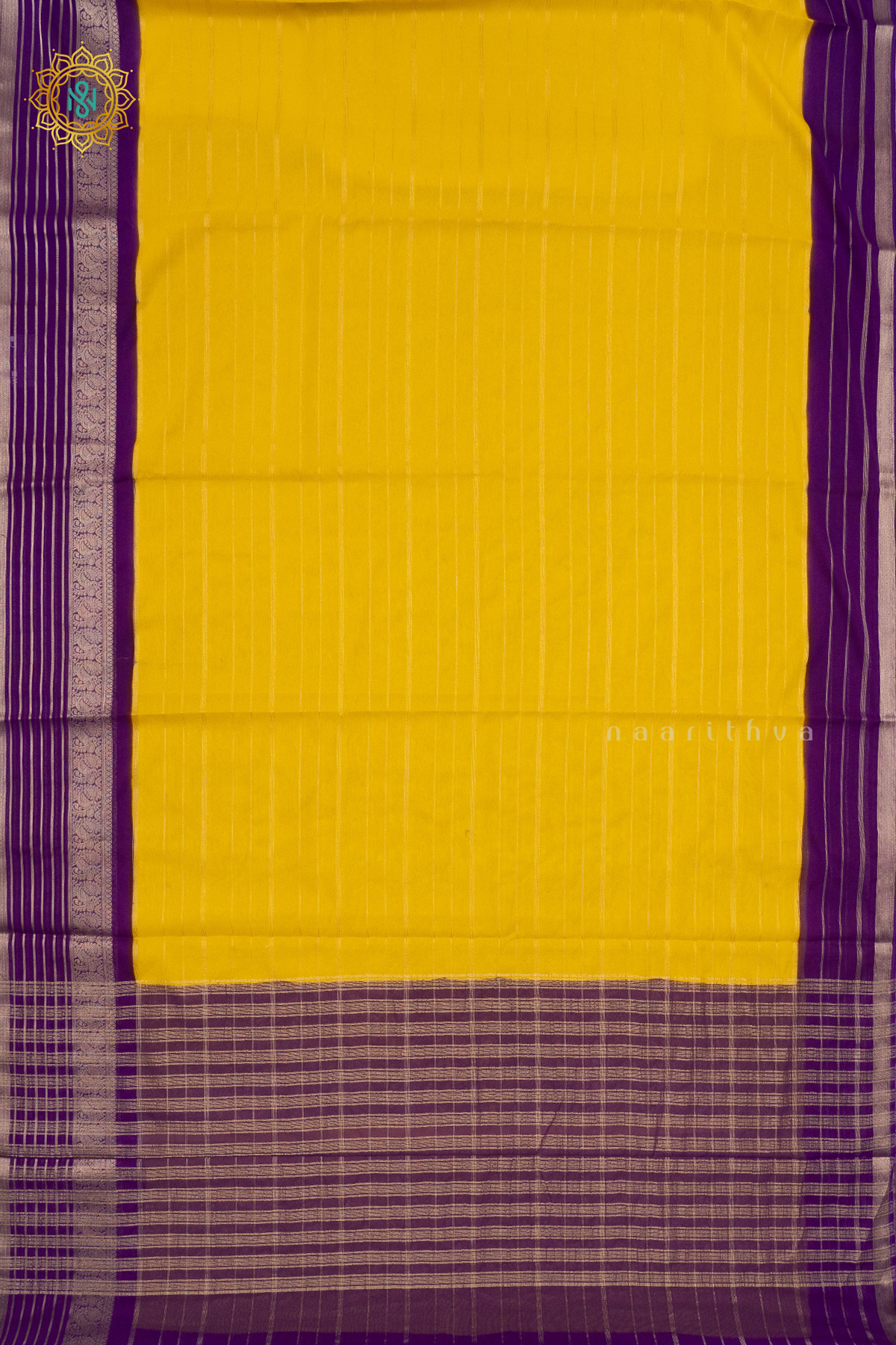 YELLOW WITH PURPLE - SEMI GEORGETTE