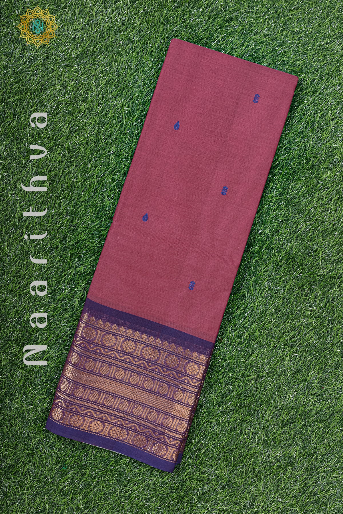 ROUGE PINK WITH BLUE - CHETTINAD COTTON