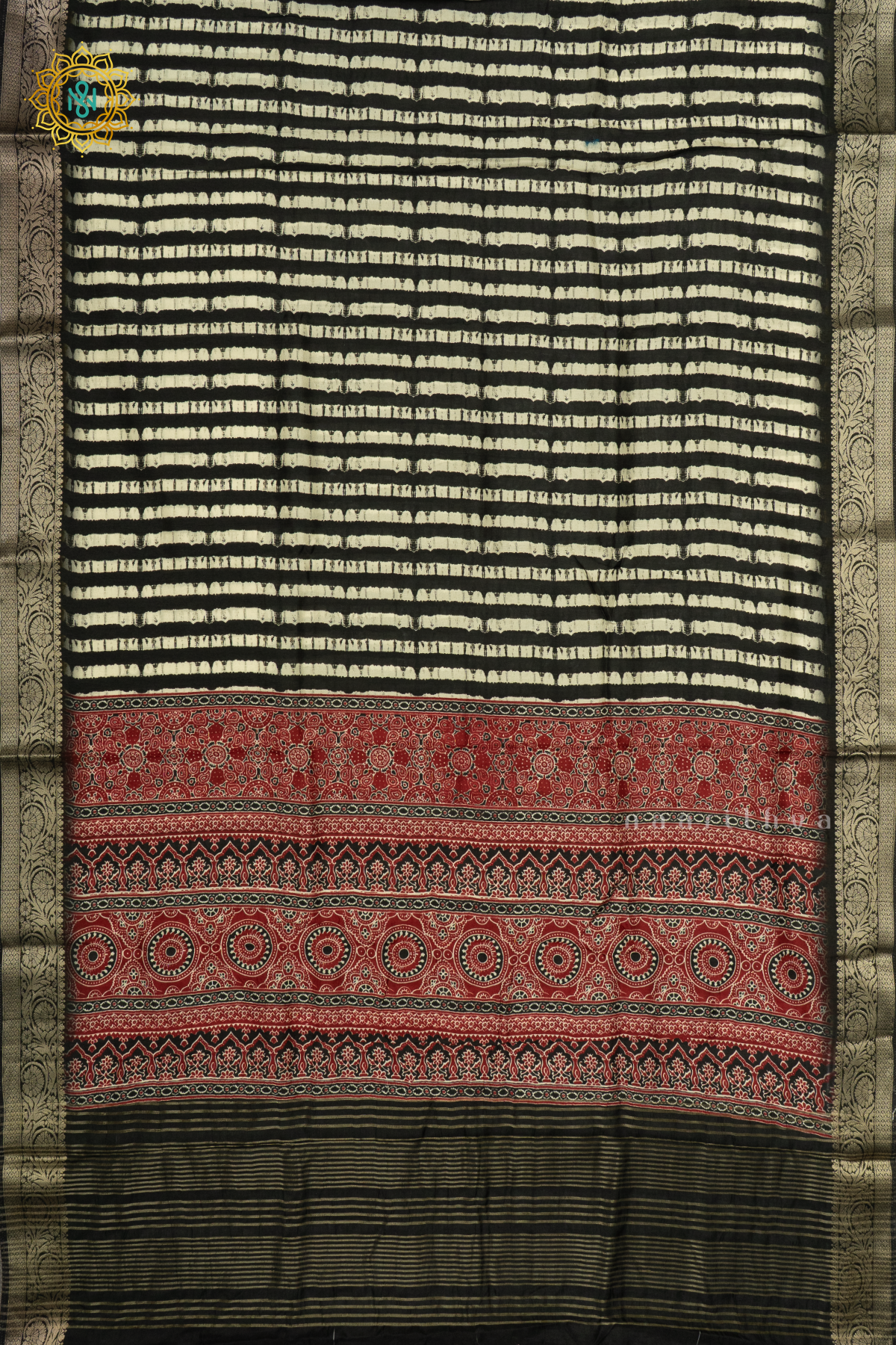 BLACK WITH RED - SEMI CREPE SILK