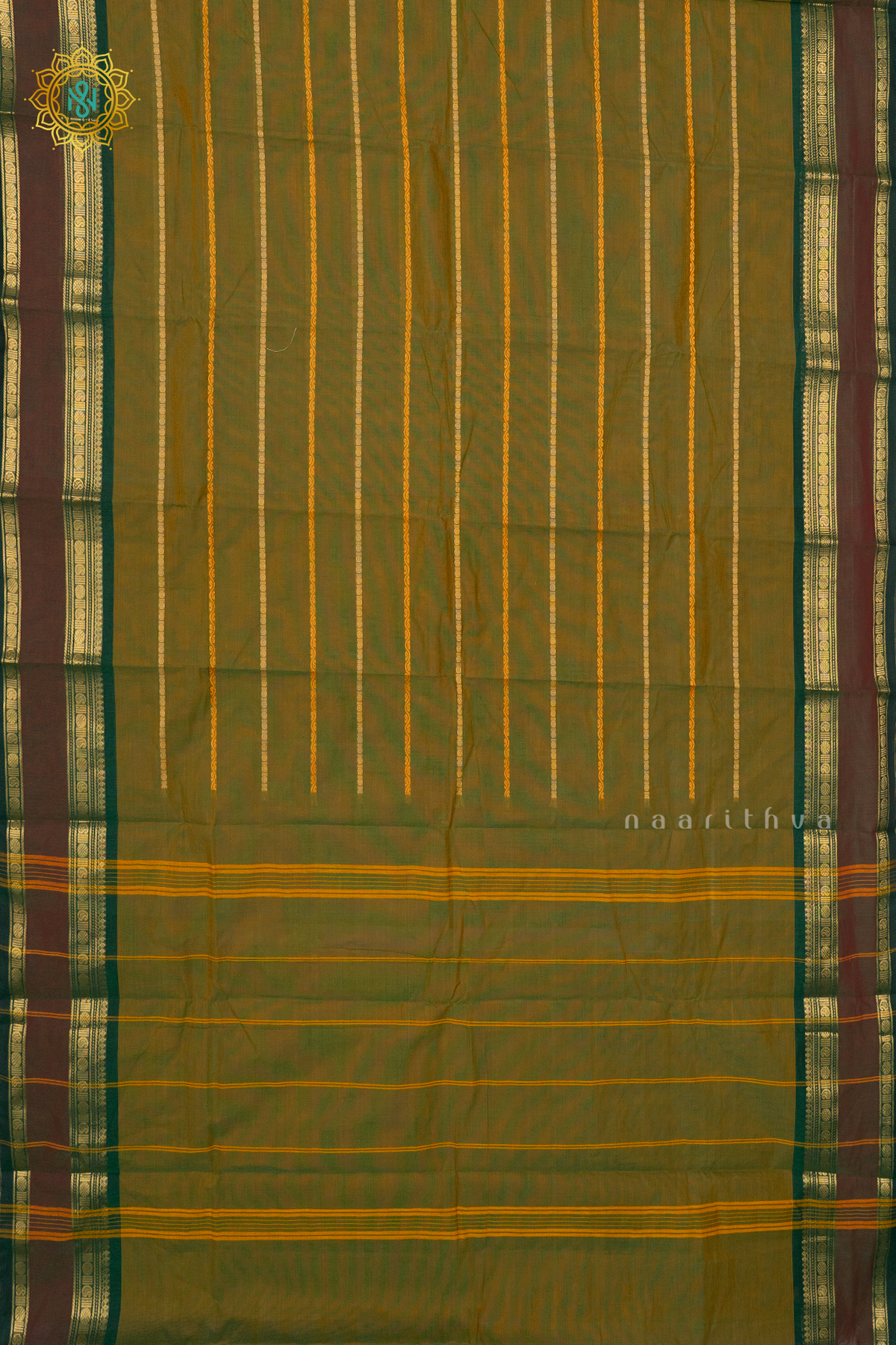GREEN WITH BOTTLE GREEN - CHETTINAD COTTON