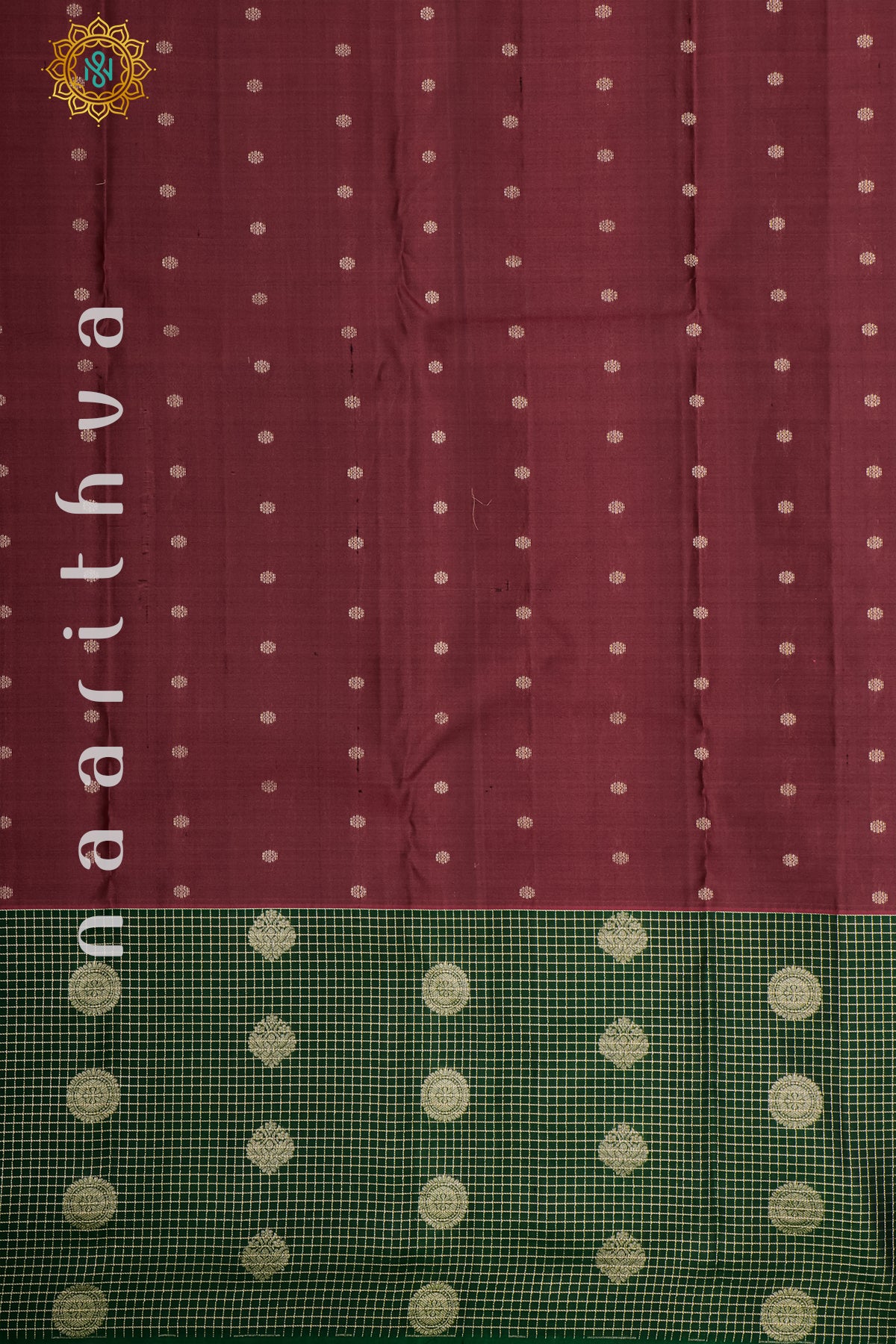 MAROON WITH BOTTLE GREEN - PURE KANJIVARAM SILK