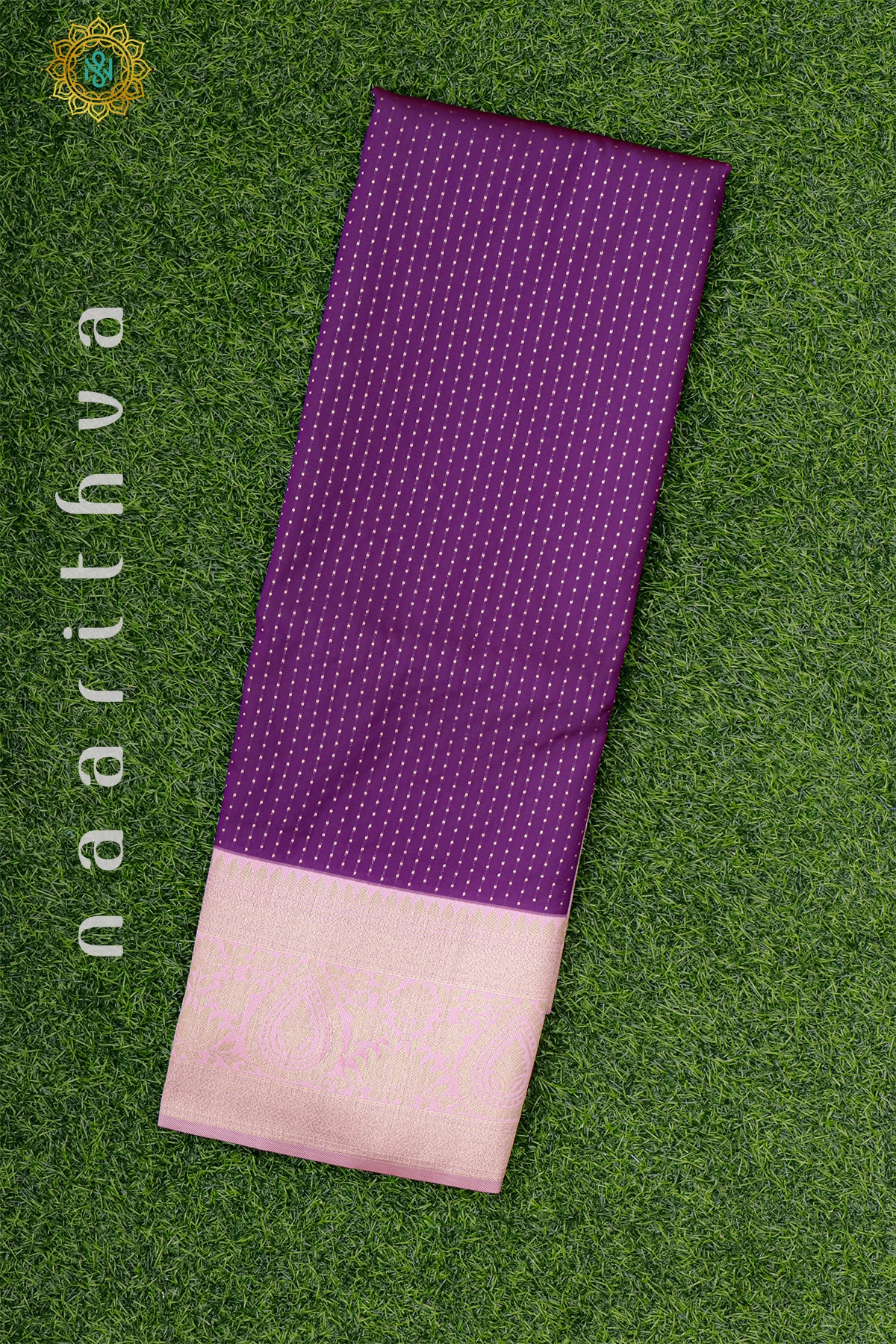 PURPLE WITH PEACHISH PINK - SEMI SILK