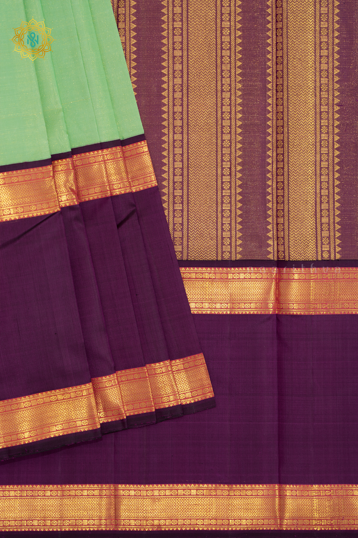 LIGHT GREEN WITH MAGENTA - PURE KANJIVARAM SILK