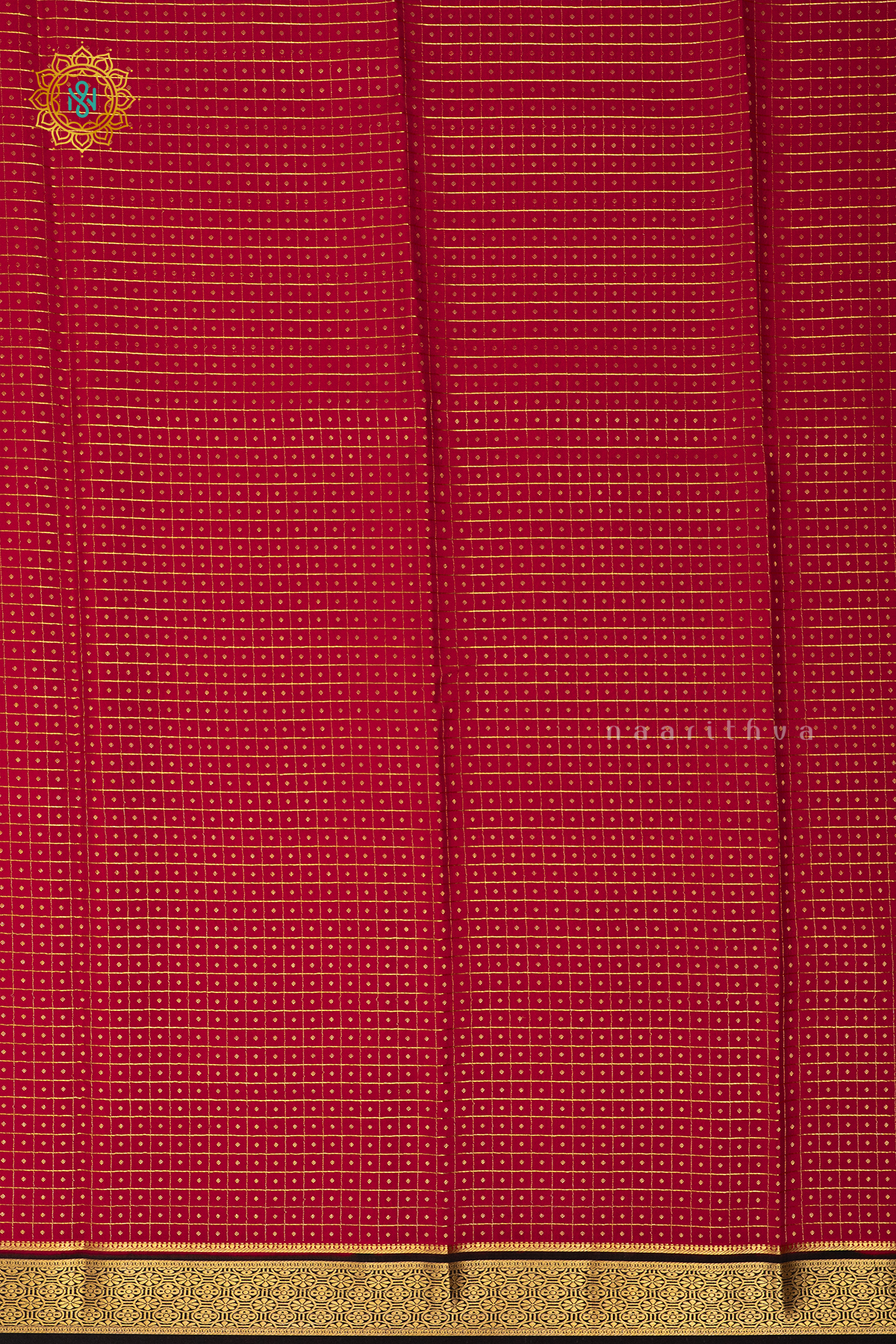 RED WITH BLACK - PURE MYSORE CREPE SILK