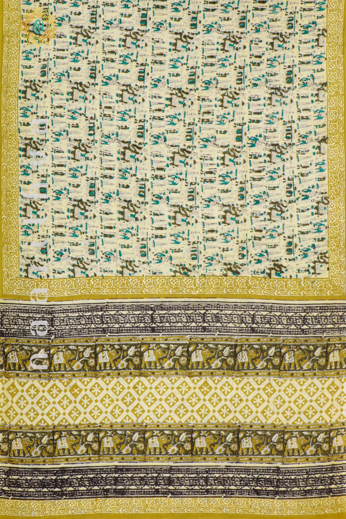 BEIGE WITH YELLOW - MUL COTTON