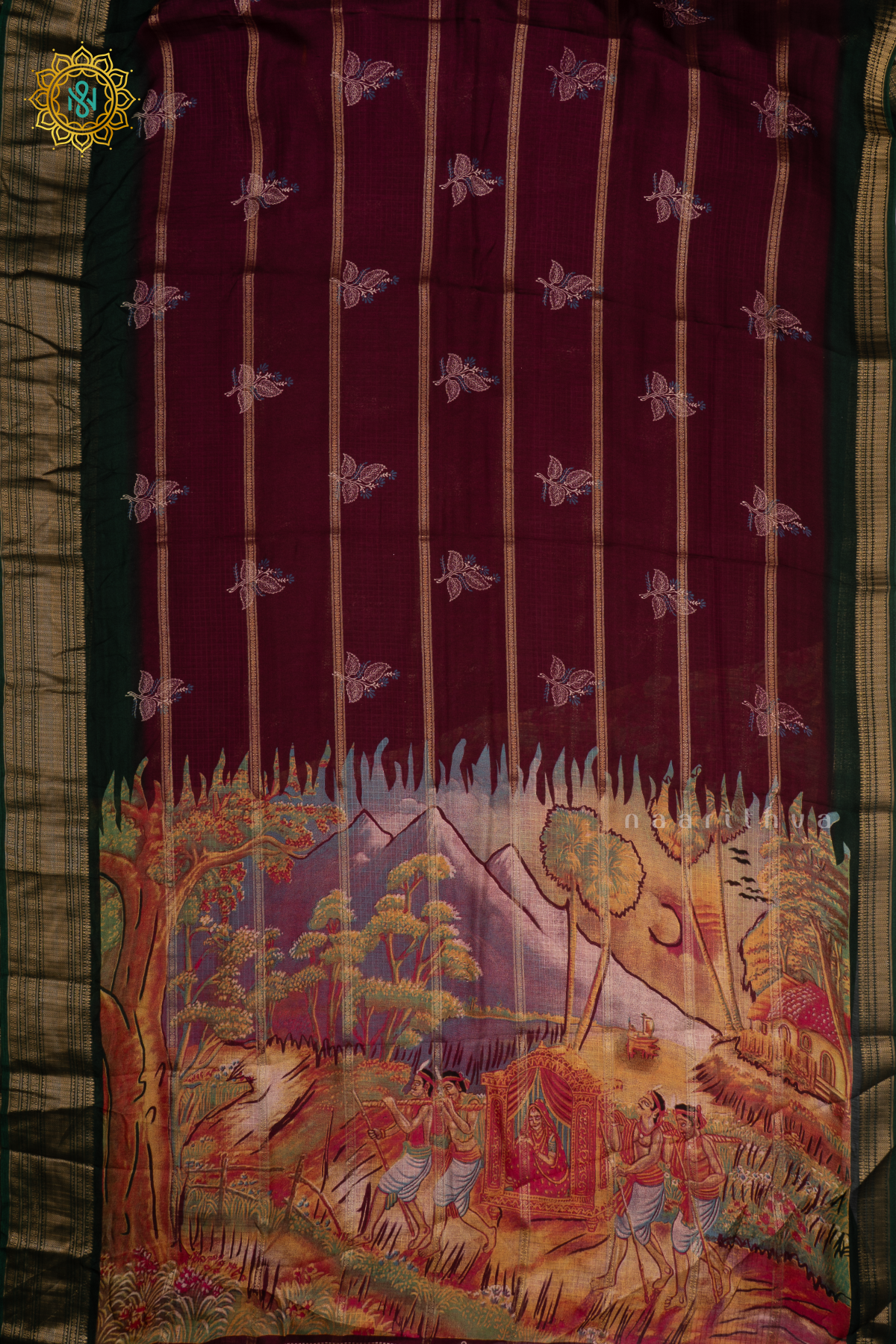 WINE WITH GREEN - SEMI GEORGETTE