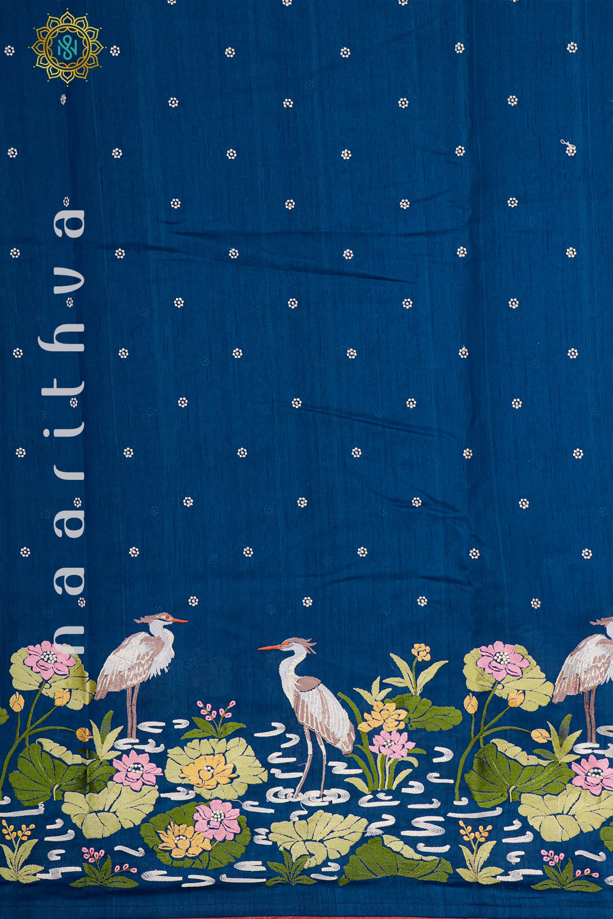 BLUE - SEMI TUSSAR SILK WITH EMBROIDERY