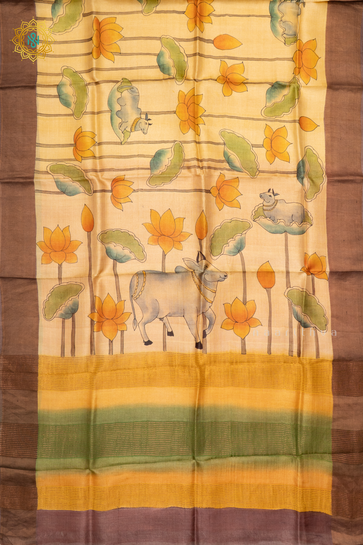 YELLOW WITH PEACH - PURE TUSSAR SILK