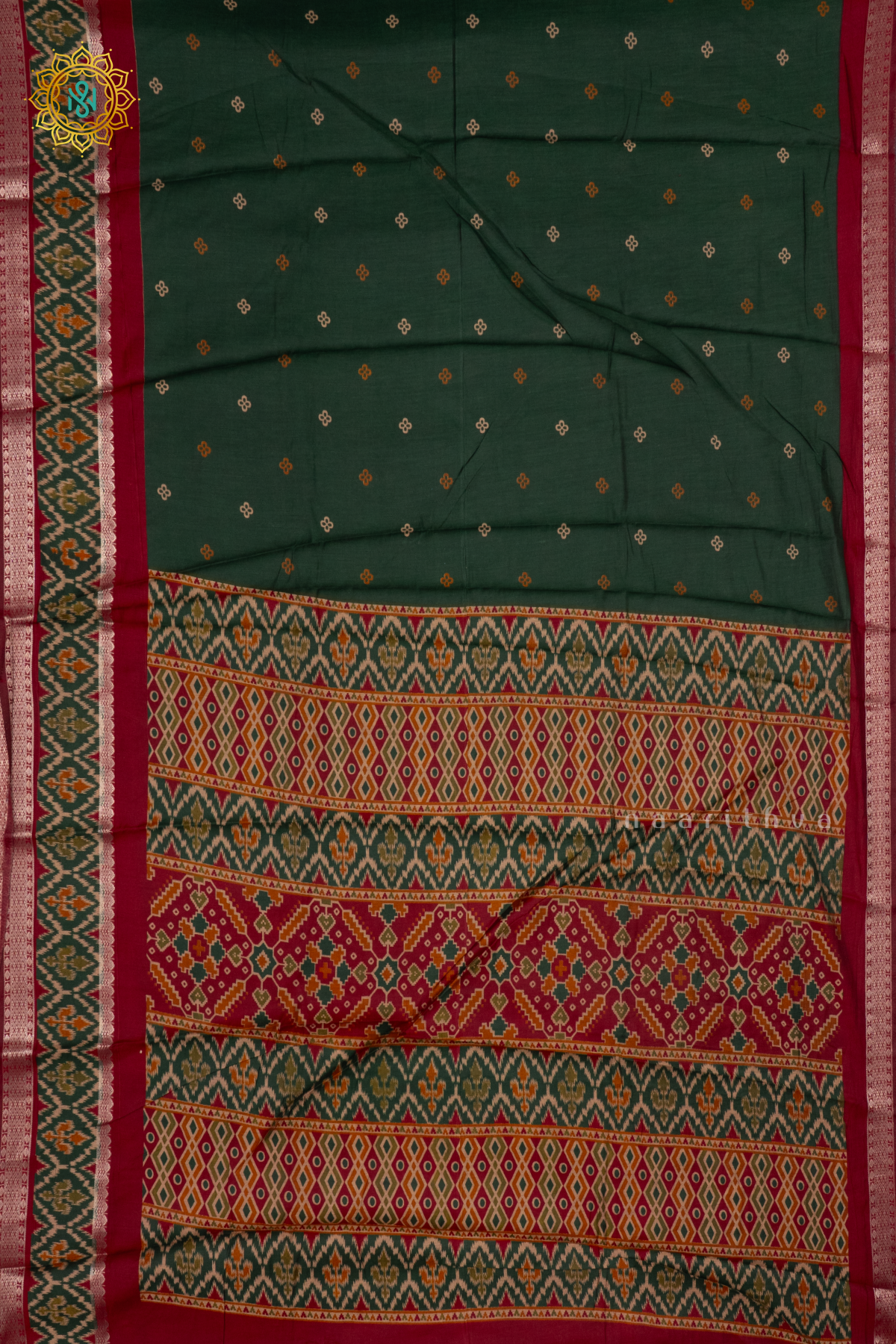 GREEN WITH MAROON - SOFT COTTON