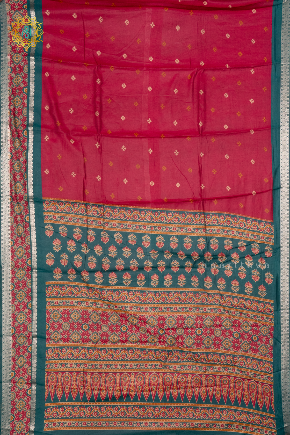 PINK WITH PEACOCK GREEN - SOFT COTTON