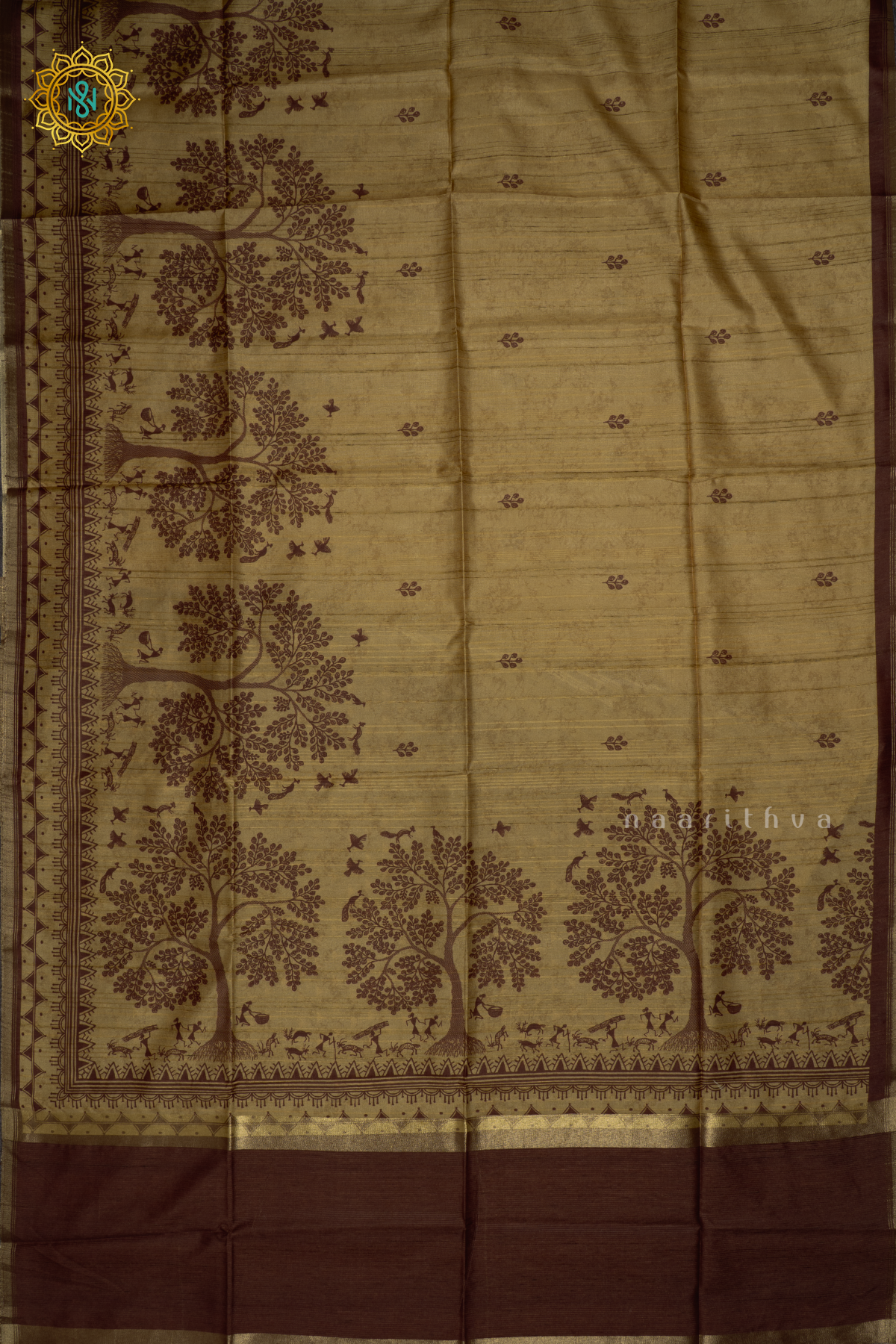 LEMON YELLOW - SEMI TUSSAR SILK SAREE PRINTED BODY, CONTRAST BORDER