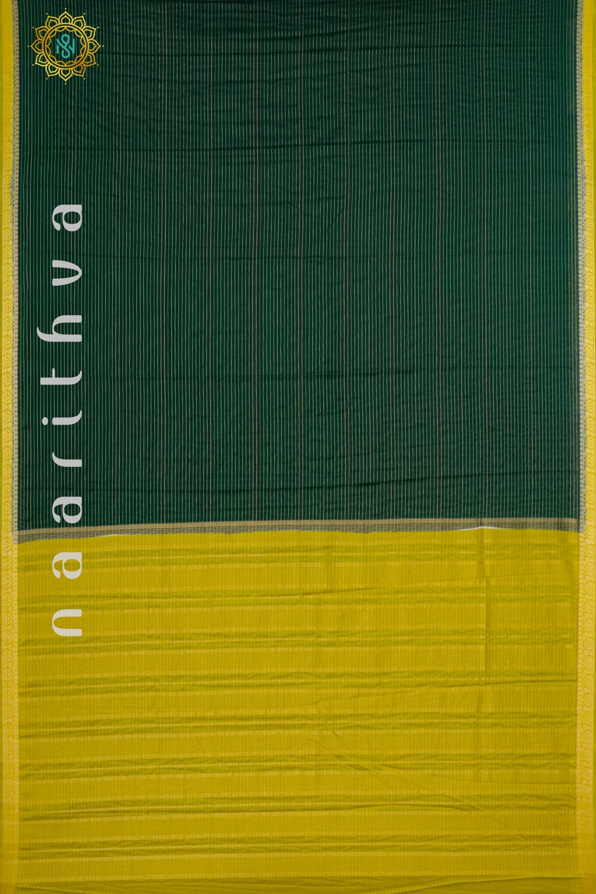 BOTTLE GREEN WITH PARROT GREEN - SEMI MYSORE CREPE SILK