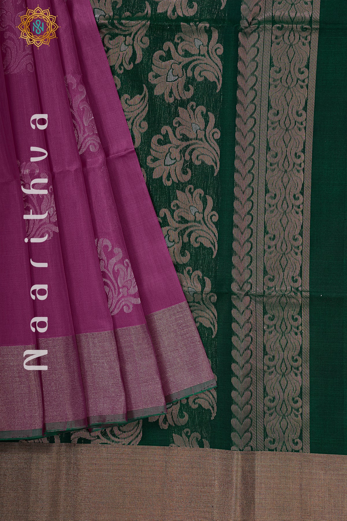 PINK WITH GREEN - SILK COTTON