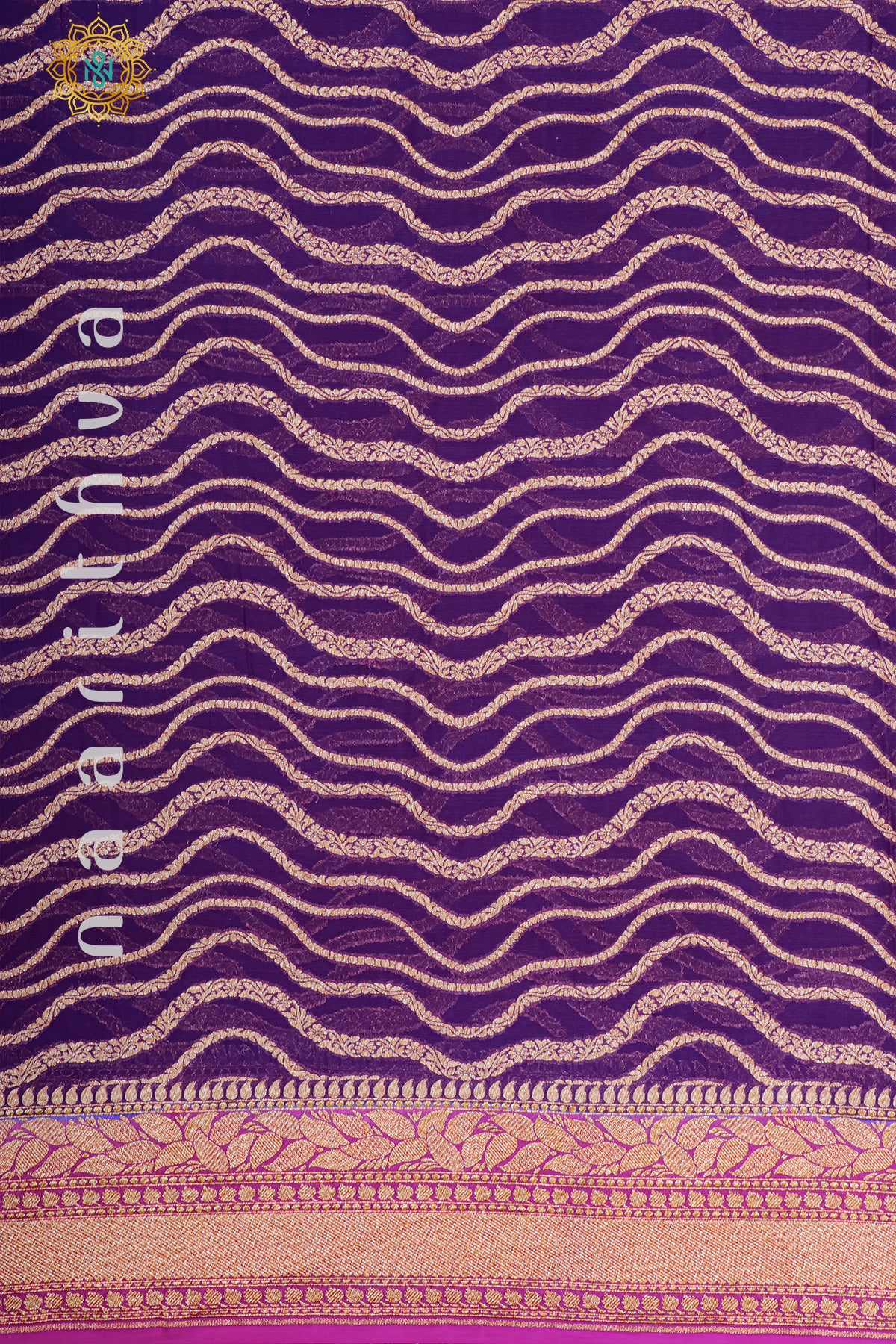 PURPLE WITH PINK - PURE HANDLOOM KHADDI GEORGETTE BANARAS