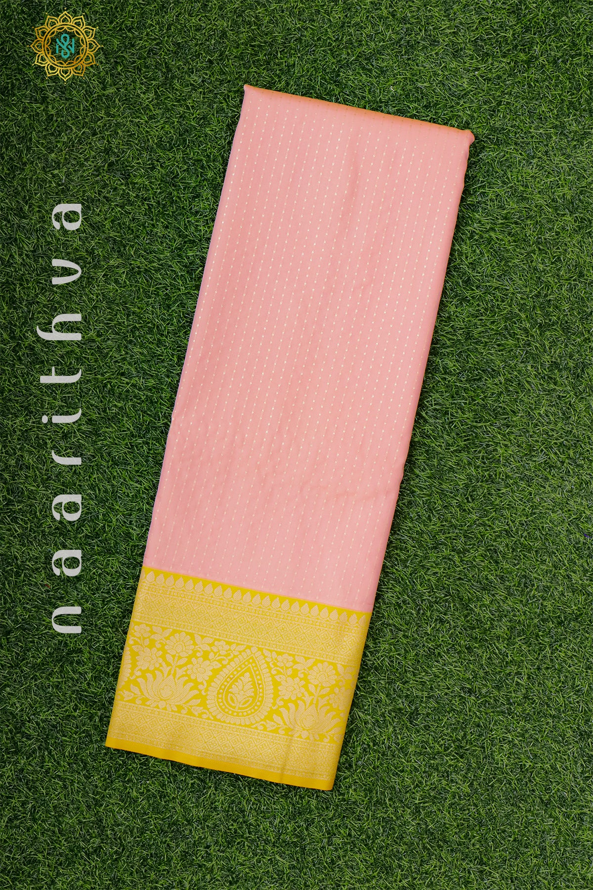 PEACH WITH YELLOW - SEMI SILK