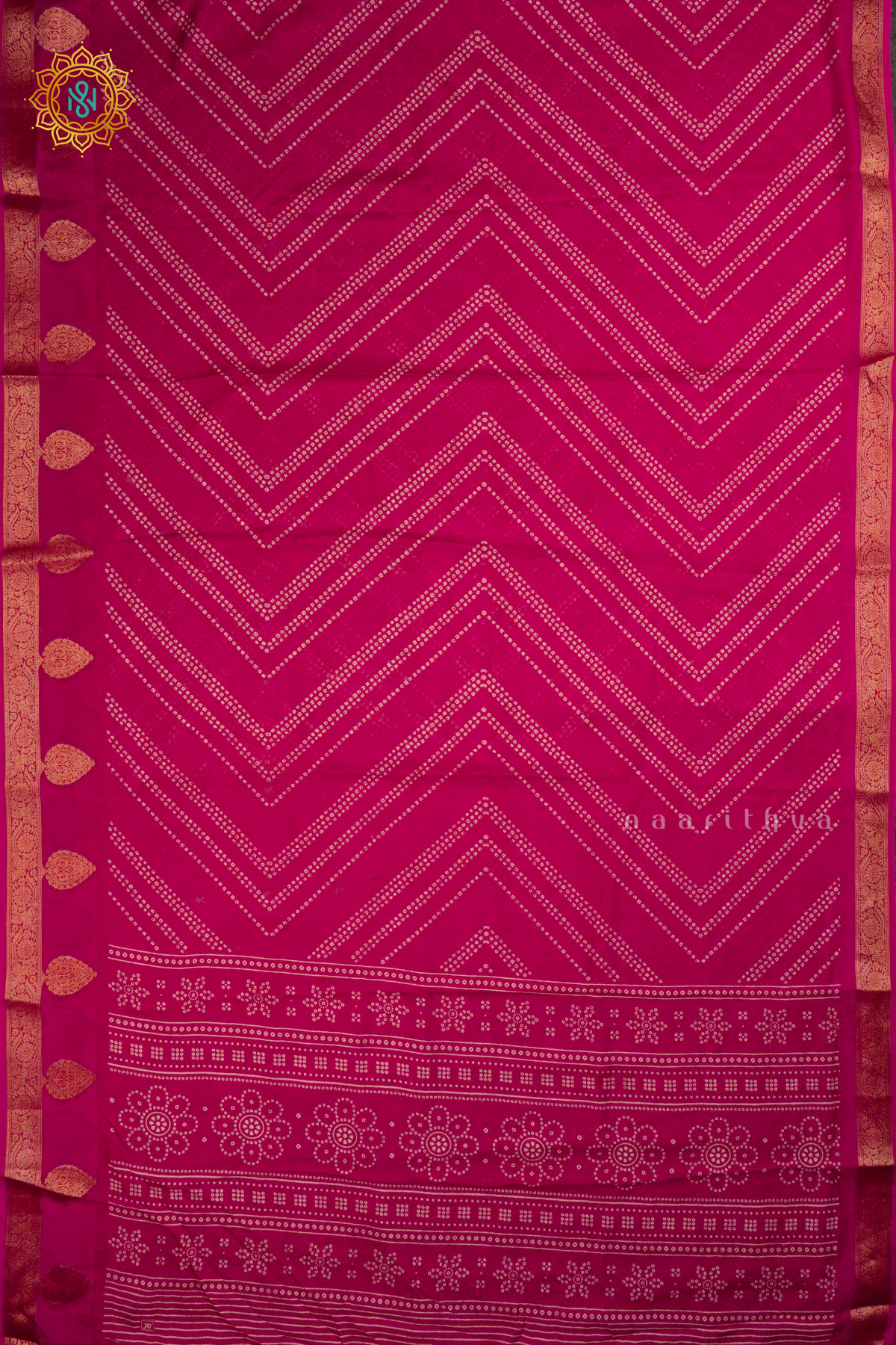 PINK - SEMI GEORGETTE ALLOVER BANDHANI PRINTED BODY WITH ZARI BORDER
