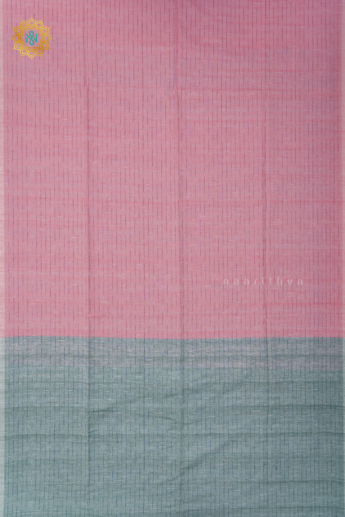PEACHISH PINK WITH GREEN - MUL COTTON