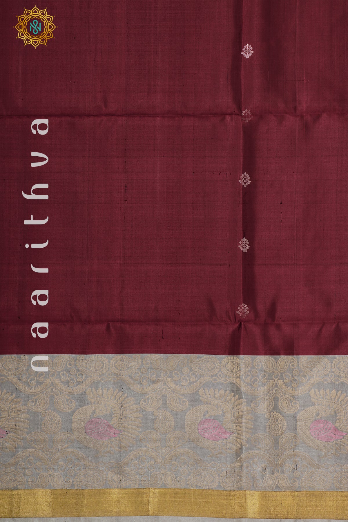 MAROON WITH GREY - PURE KANJIVARAM SOFT SILK