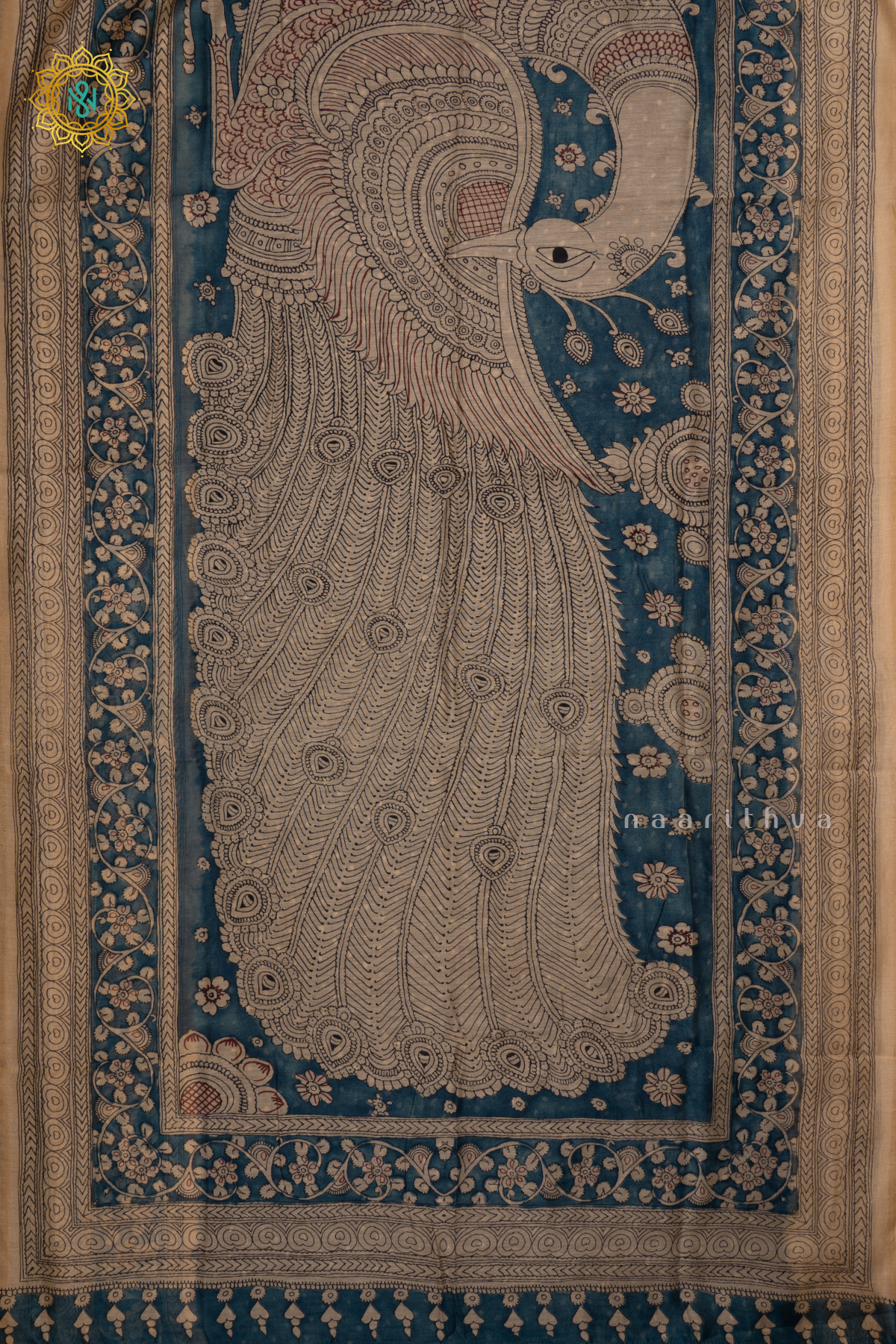 DARK BLUE WITH BLUE AND OFF WHITE - LINEN BY COTTON