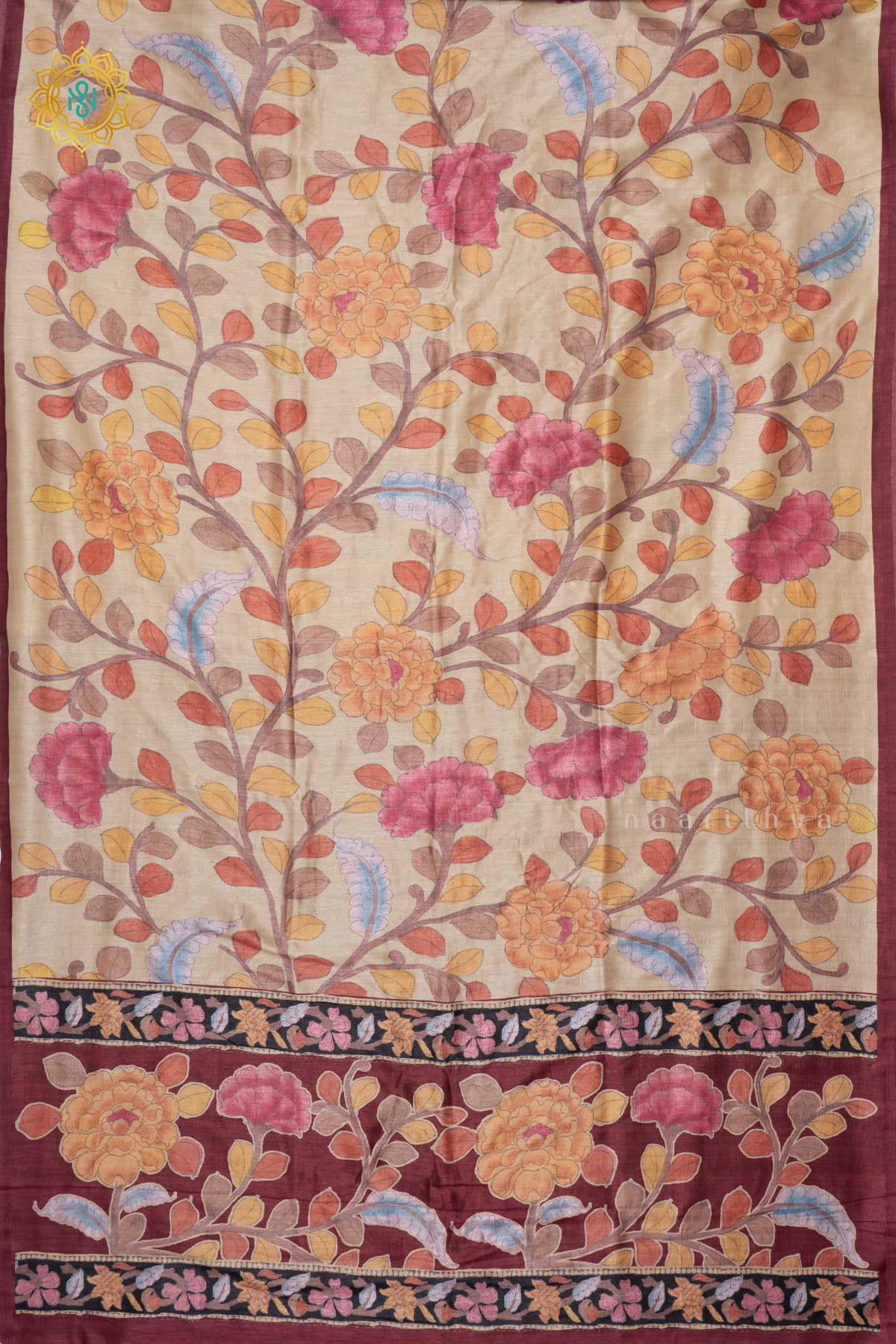 OFF WHITE WITH MAROON - SEMI GICHA TUSSAR