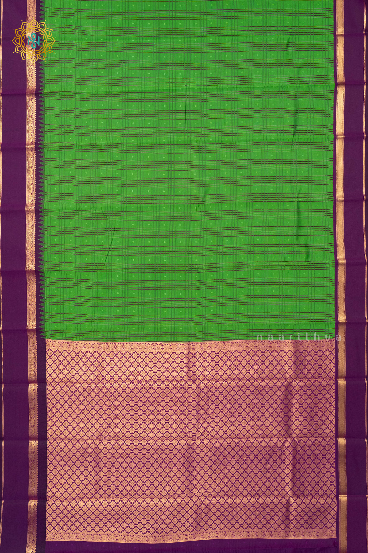 GREEN WITH MAGENTA - SEMI KANCHI