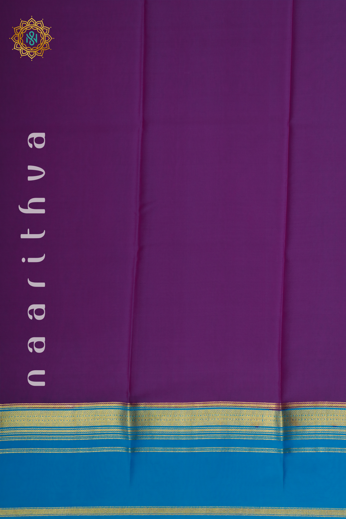 MAGENTA WITH SKY BLUE - PURE MYSORE CREPE SILK