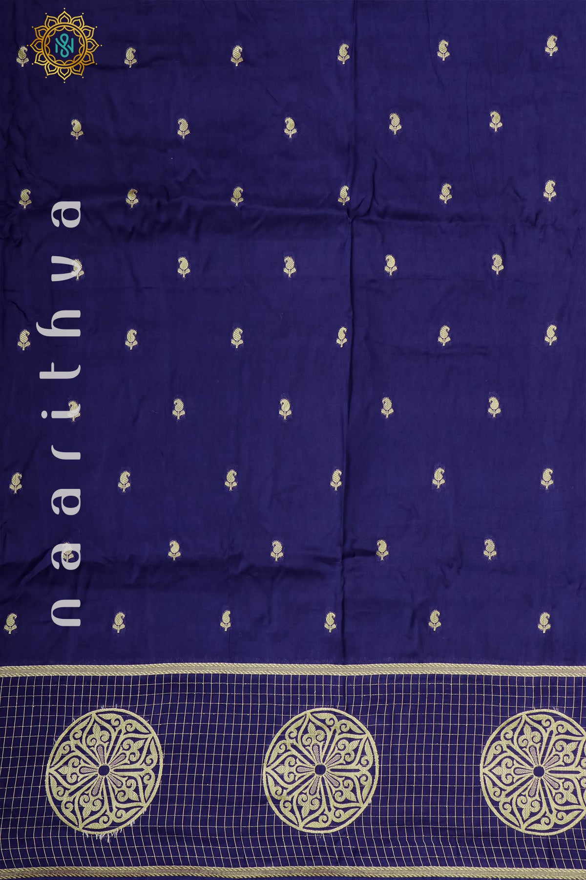 NAVY BLUE WITH GREEN - DOLA SILK