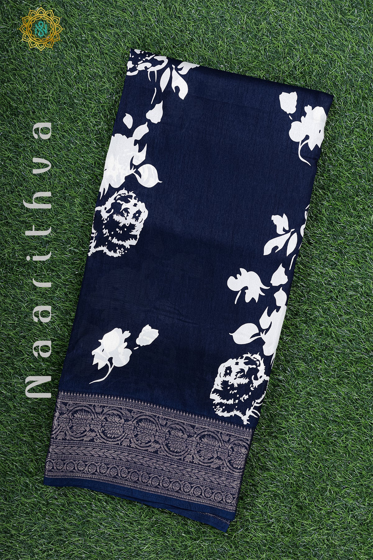 NAVY BLUE - CASUAL WEAR PRINTED BUTTER CREPE
