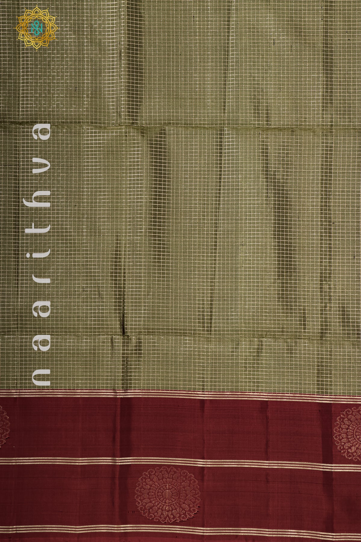 OLIVE GREEN WITH MAROON - PURE KANJIVARAM SOFT SILK