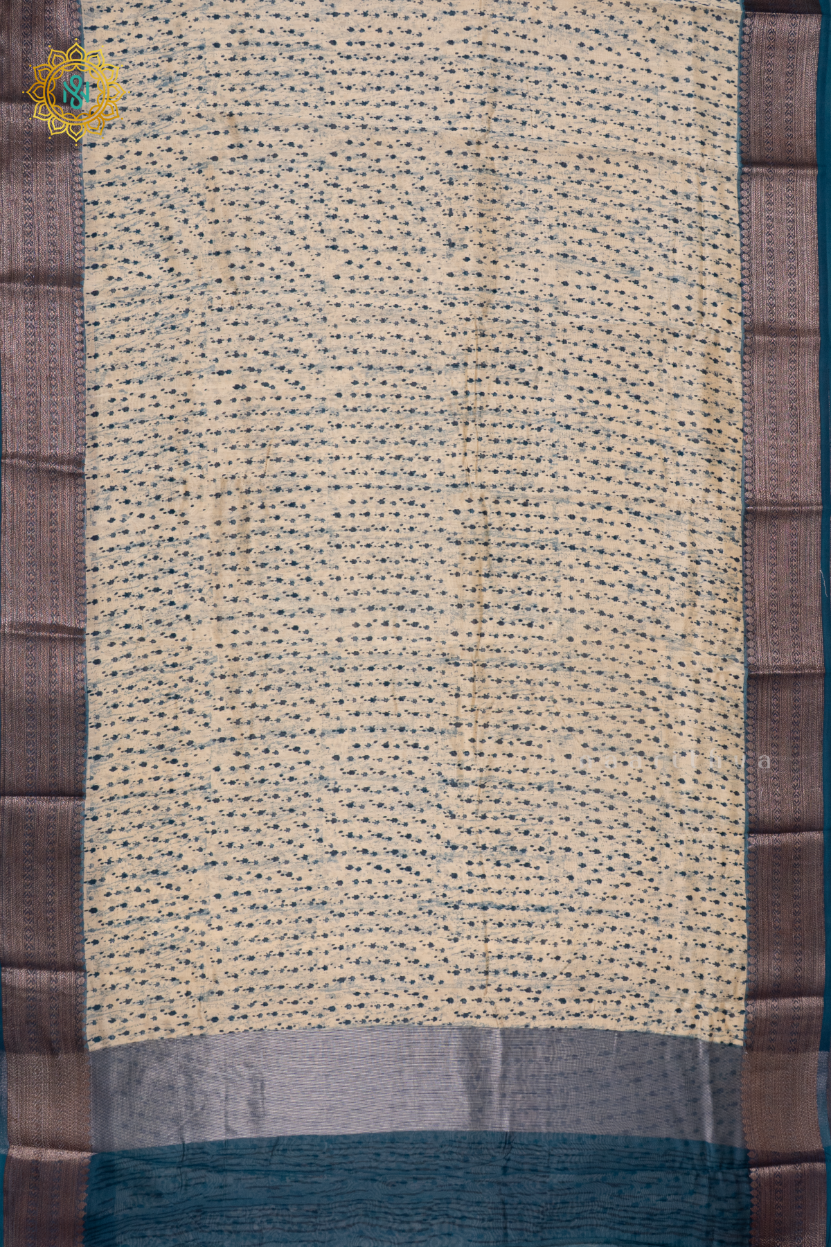 INDIGO WITH RED - CHANDERI SLK COTTON