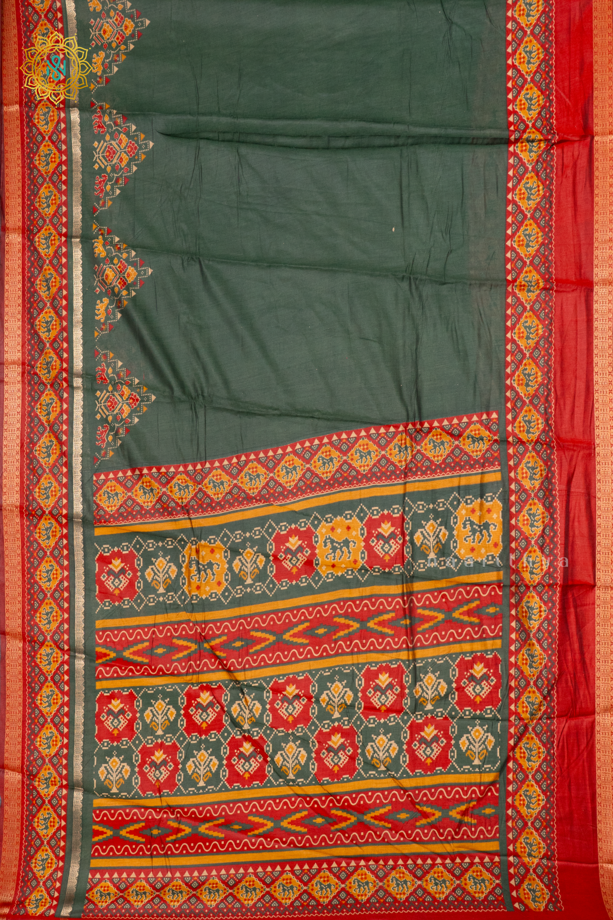 GREEN WITH RED - SOFT COTTON