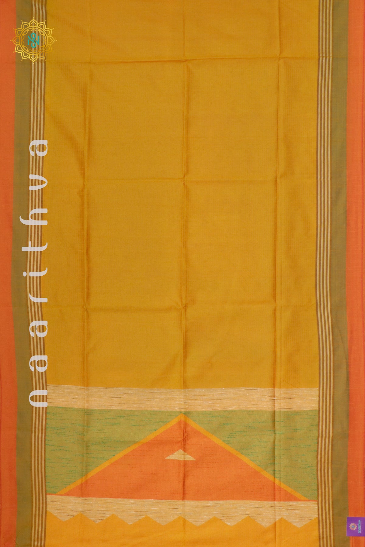 YELLOW WITH ORANGE - SEMI RAW SILK