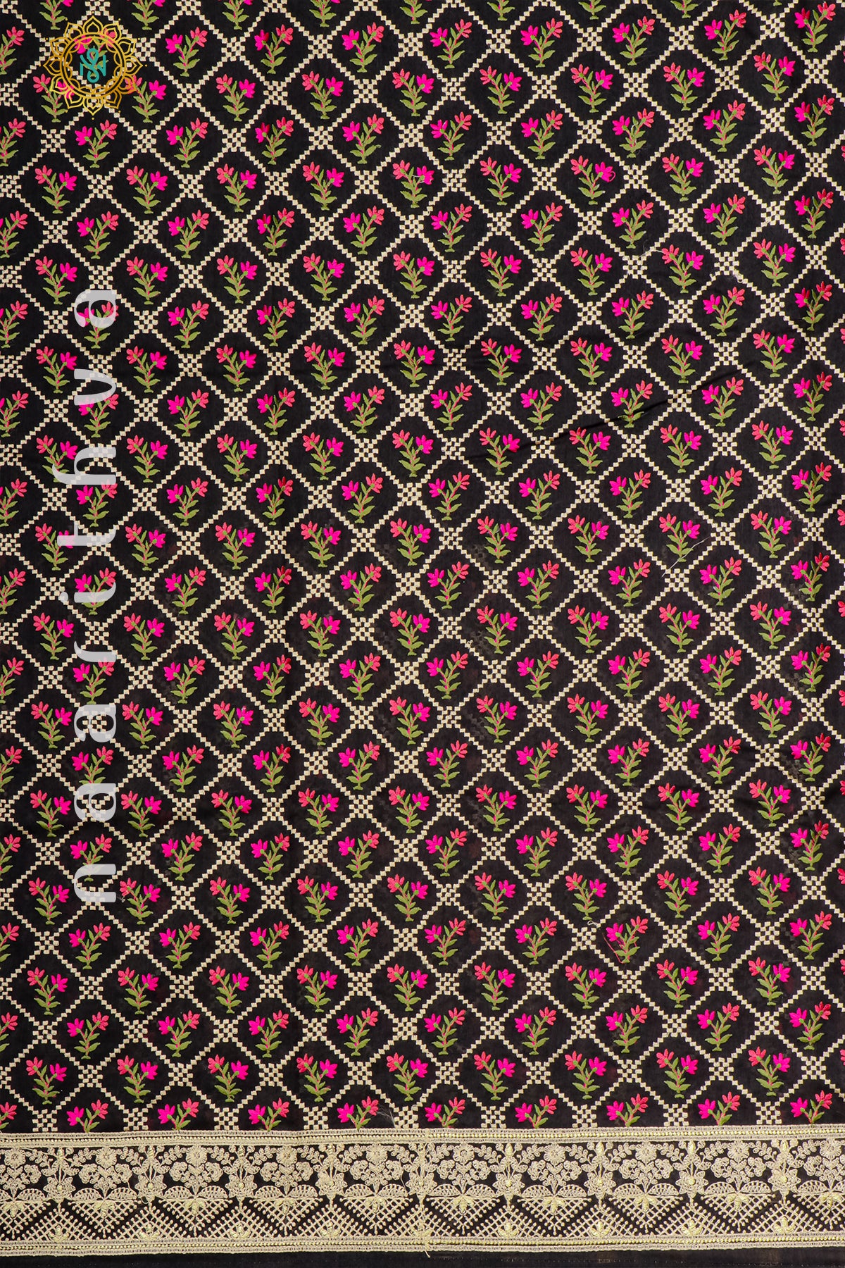 BLACK - SEMI TUSSAR SILK WITH EMBROIDERY