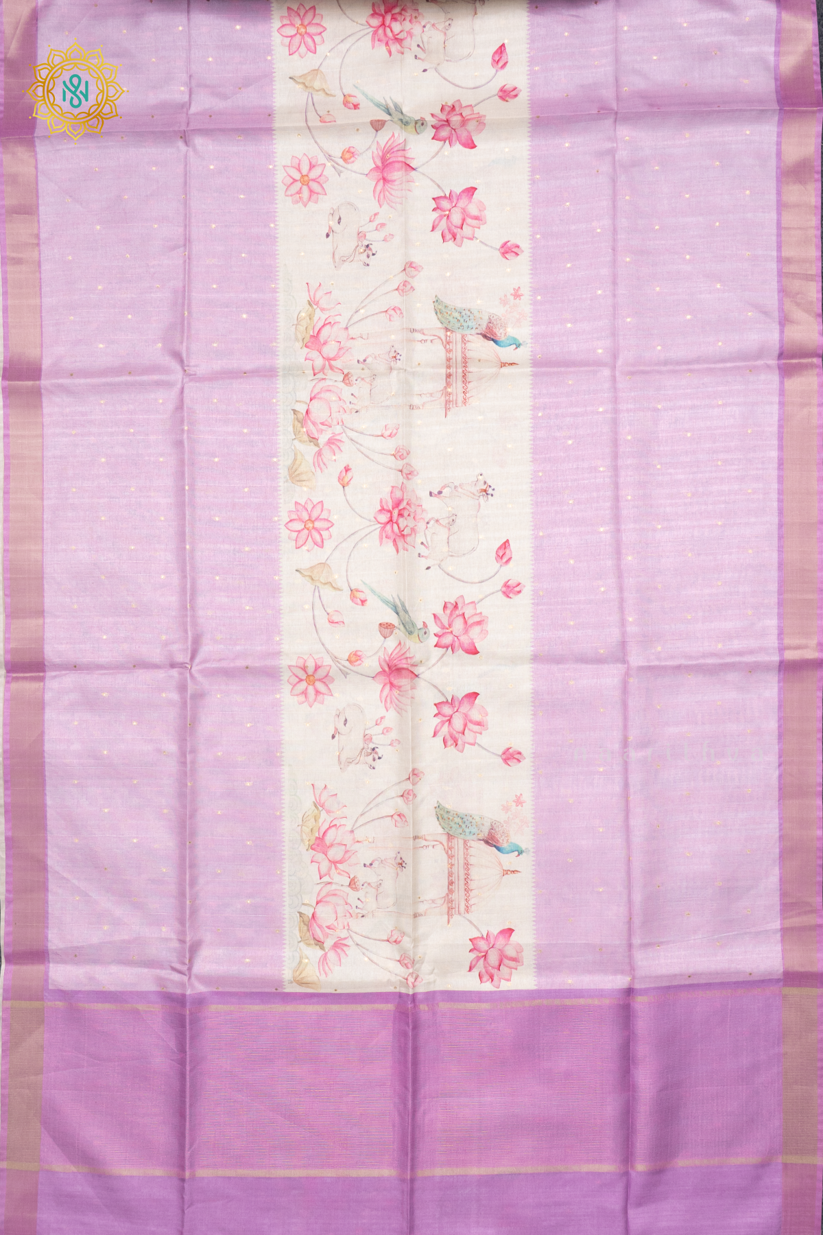 LAVENDER WITH OFF WHITE - SEMI TUSSAR