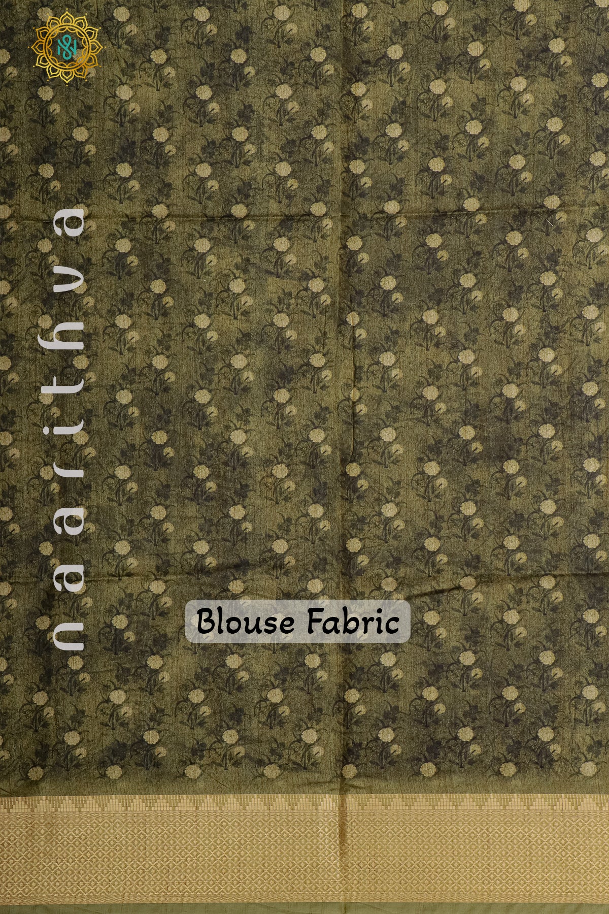 BEIGE WITH GREEN - SEMI TUSSAR SILK