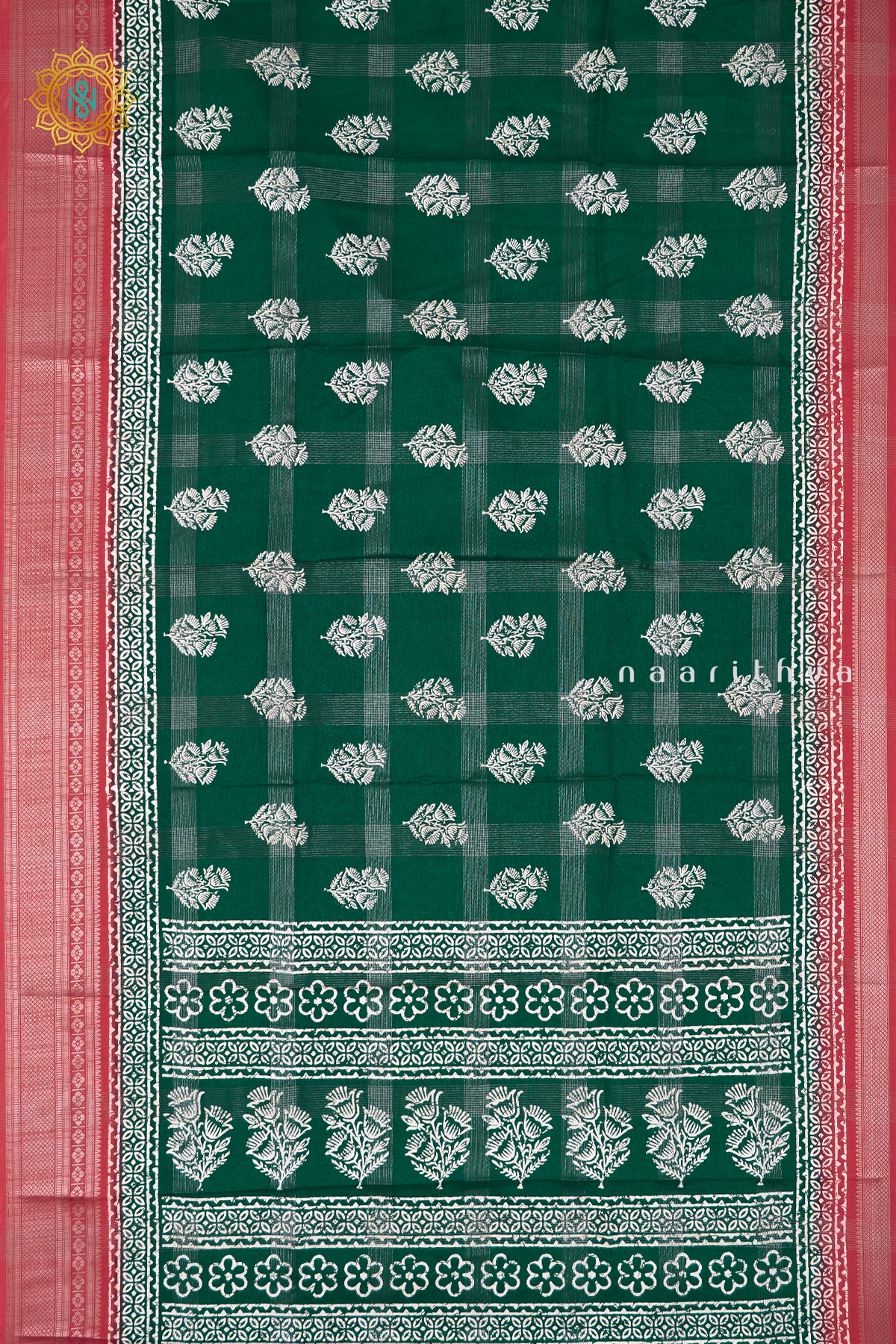 GREEN WITH RED - DOLA SILK
