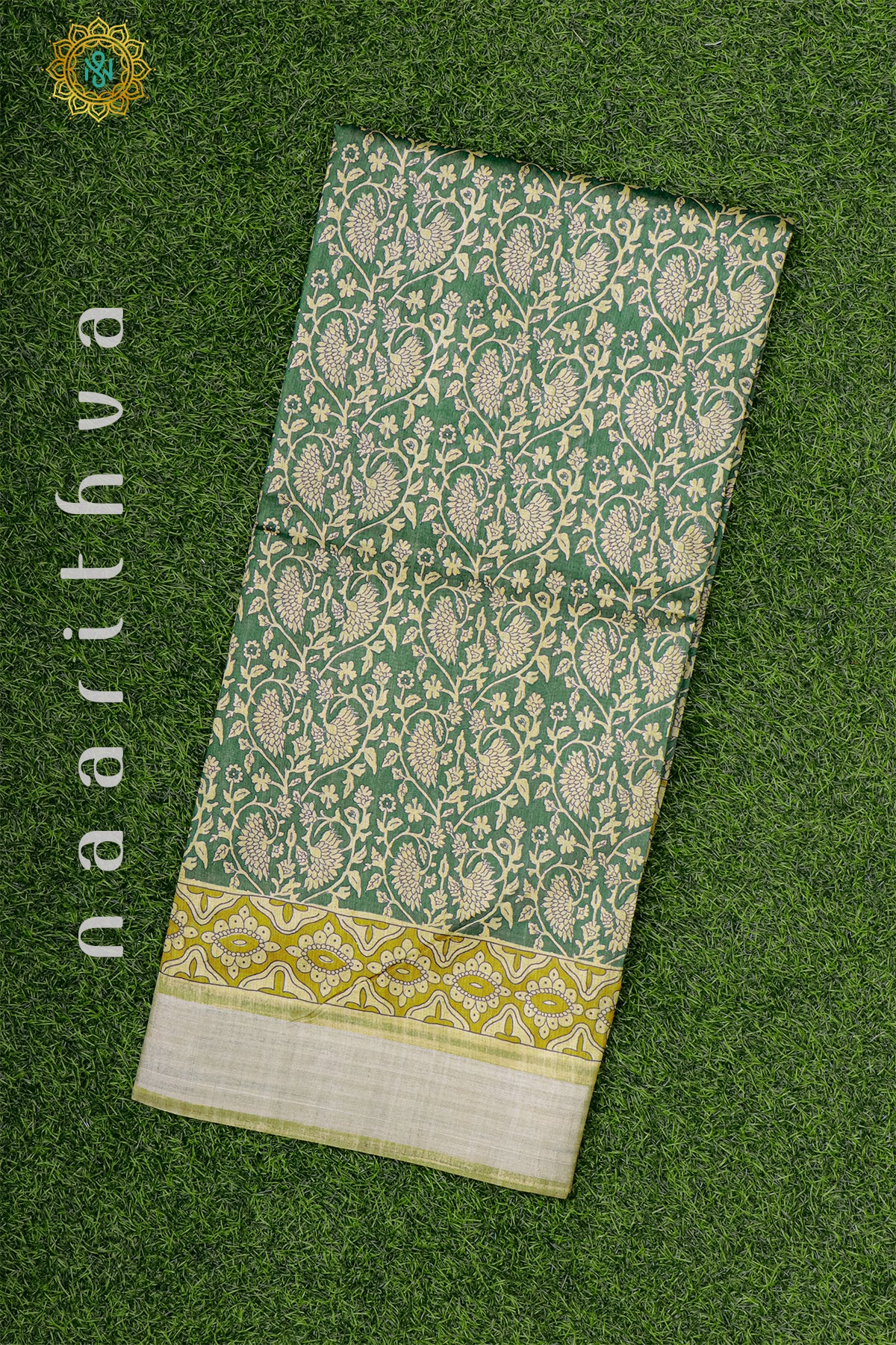 GREEN WITH MUSTARD - SEMI TUSSAR