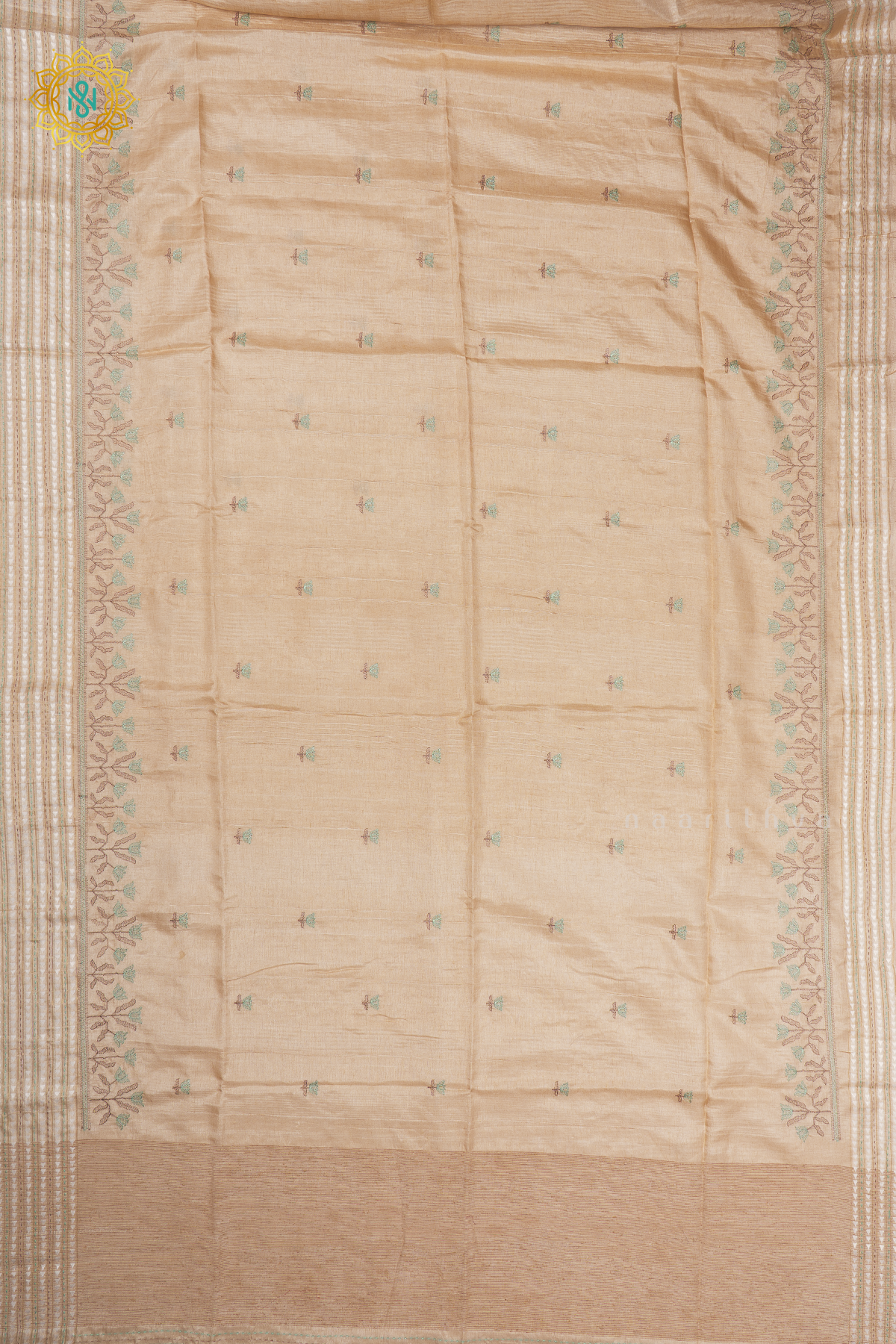 BEIGE WITH PISTA GREEN - KOTHA TUSSAR
