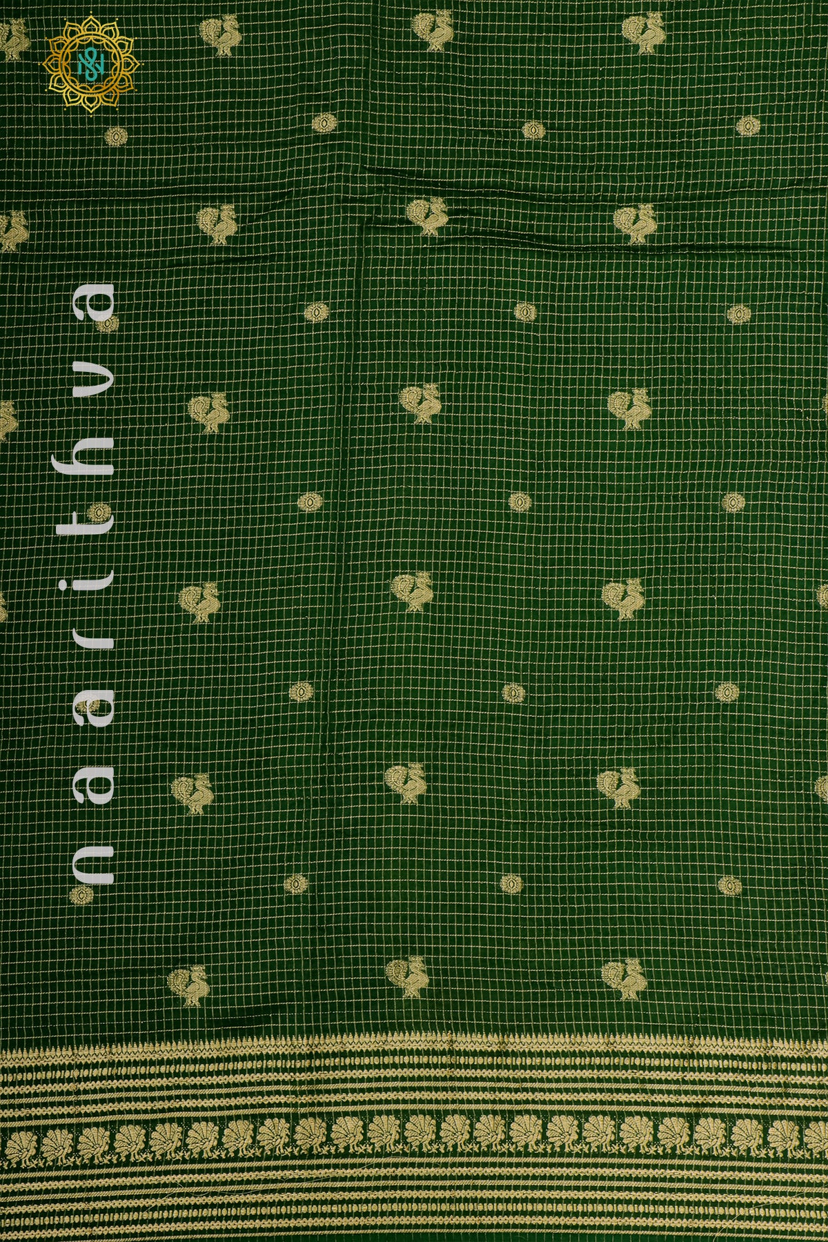 BOTTLE GREEN WITH LIGHT GREEN - DOLA SILK