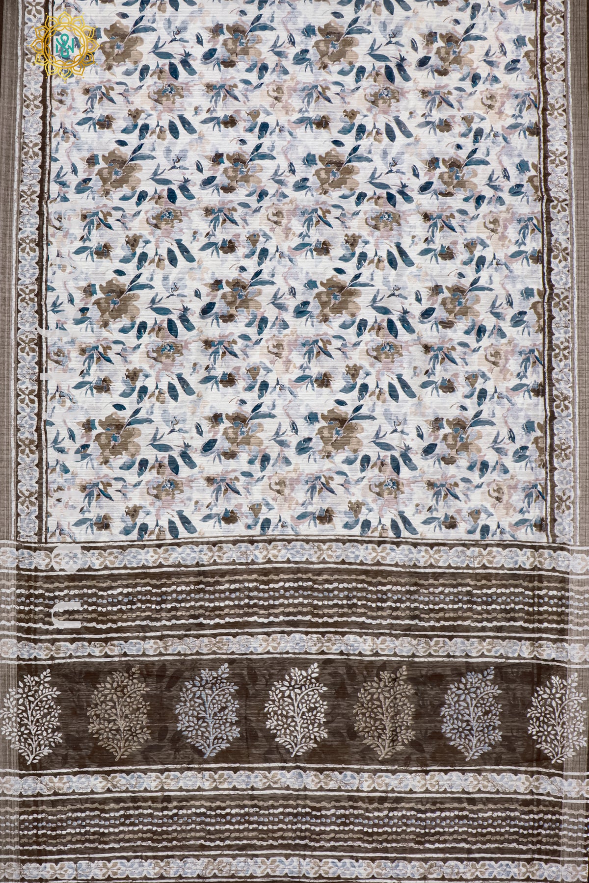 WHITE WITH BROWN - JUTE COTTON