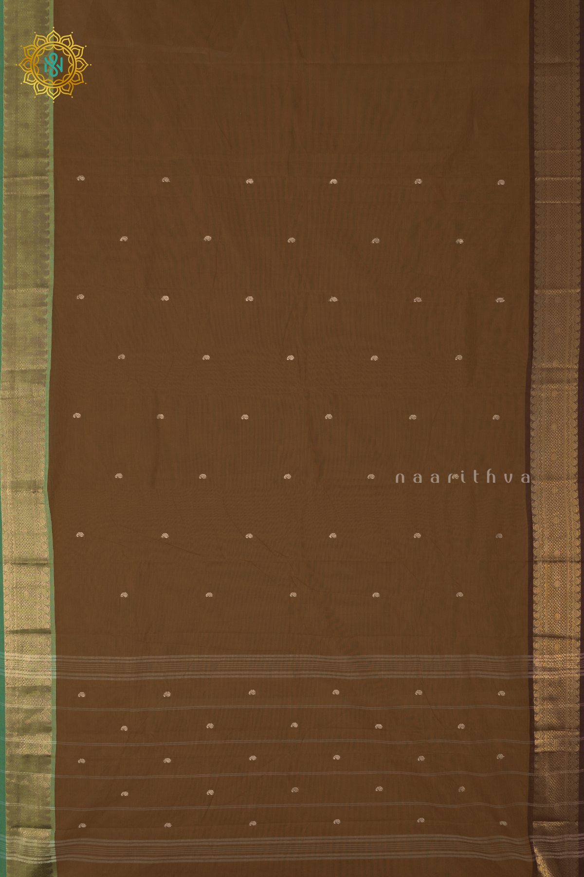 MUSTARD WITH GREEN & BROWN - CHETTINAD COTTON